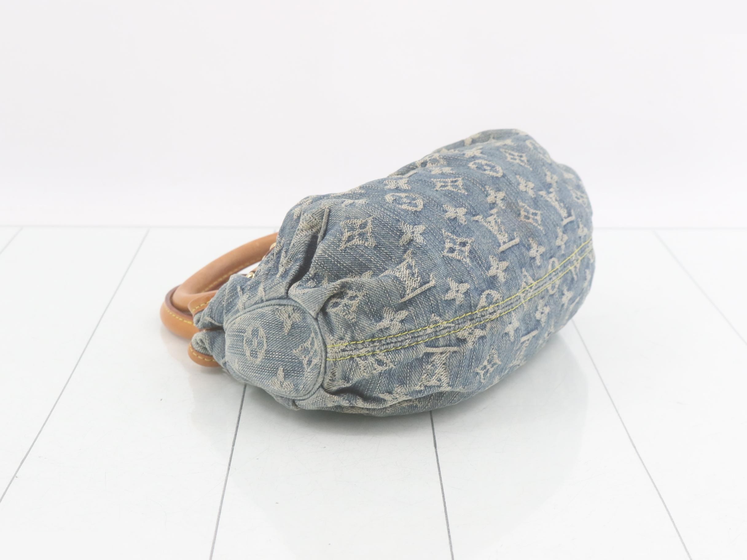 Monogram Denim Pleaty Blue Handbag — view 5