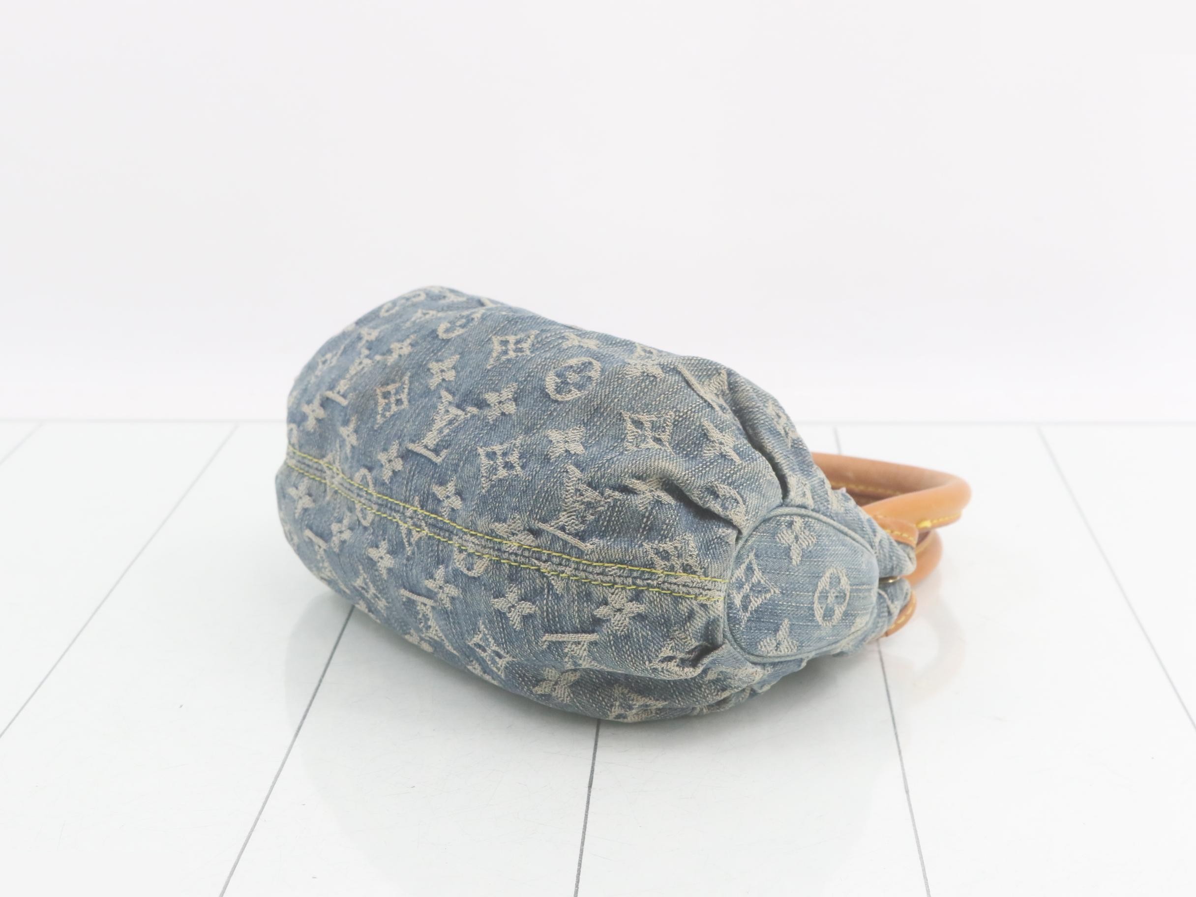 Monogram Denim Pleaty Blue Handbag — view 6