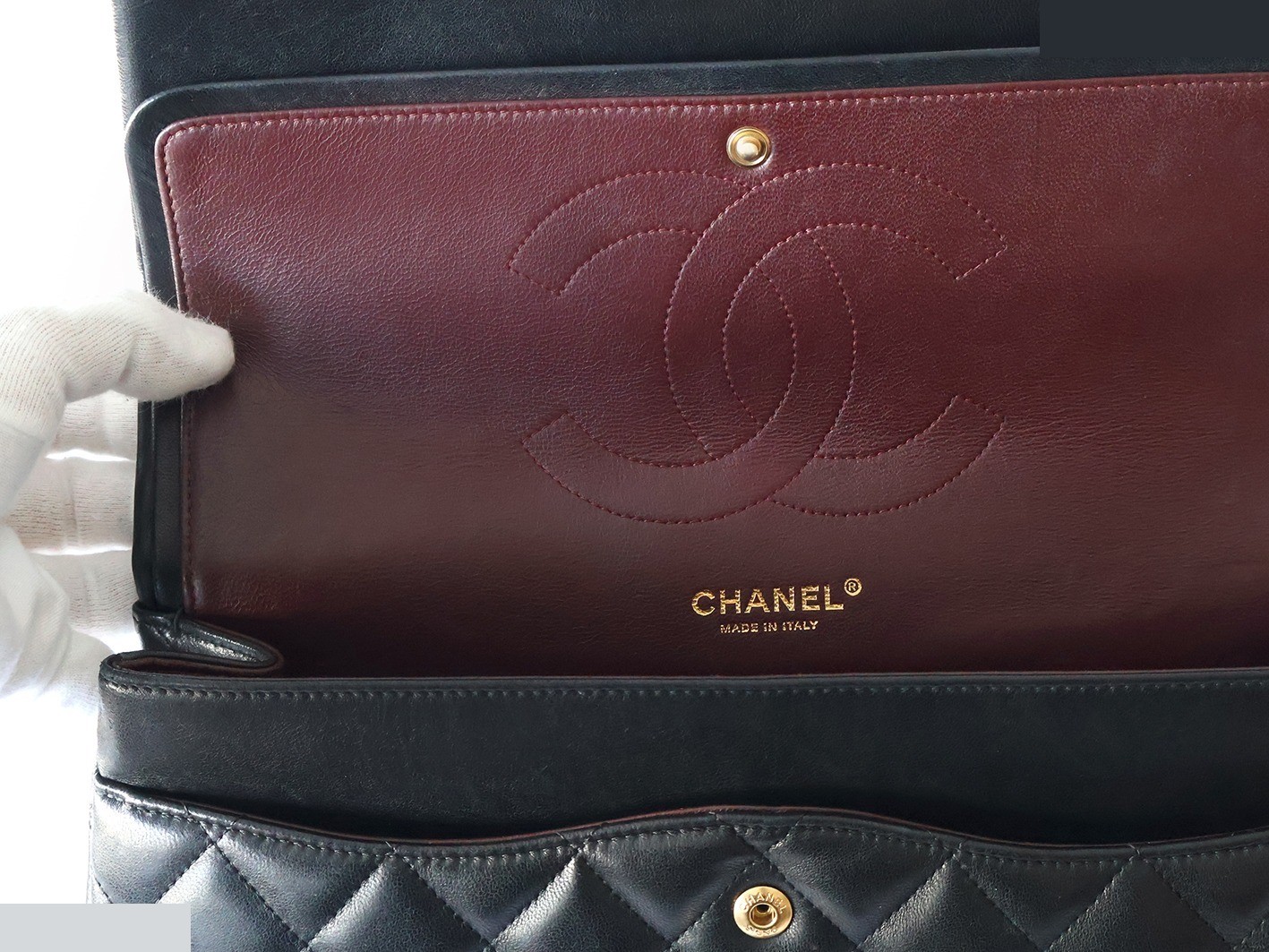 Large Matelassé 30 Lambskin Double Flap Double Chain Black — view 11