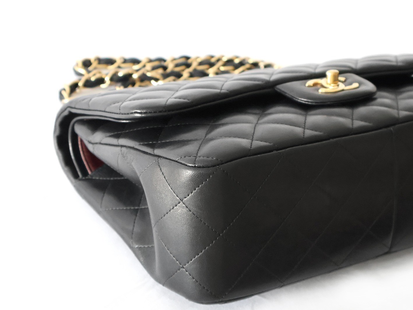 Large Matelassé 30 Lambskin Double Flap Double Chain Black — view 3
