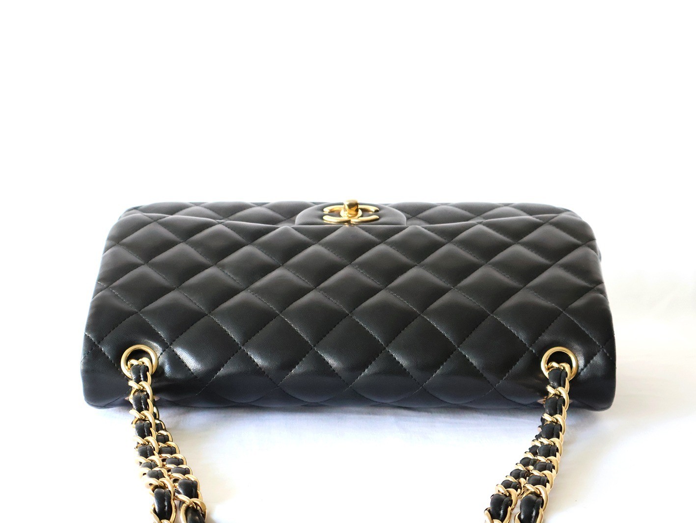 Large Matelassé 30 Lambskin Double Flap Double Chain Black — view 5