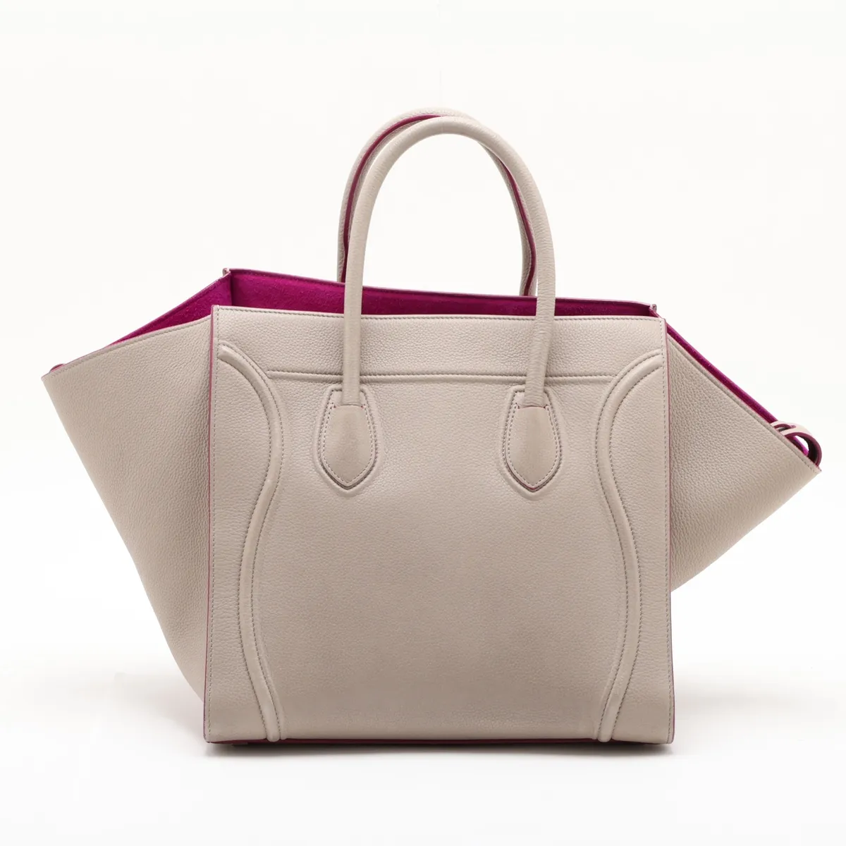 Luggage Phantom Leather Handbag, Gray x Purple — view 2