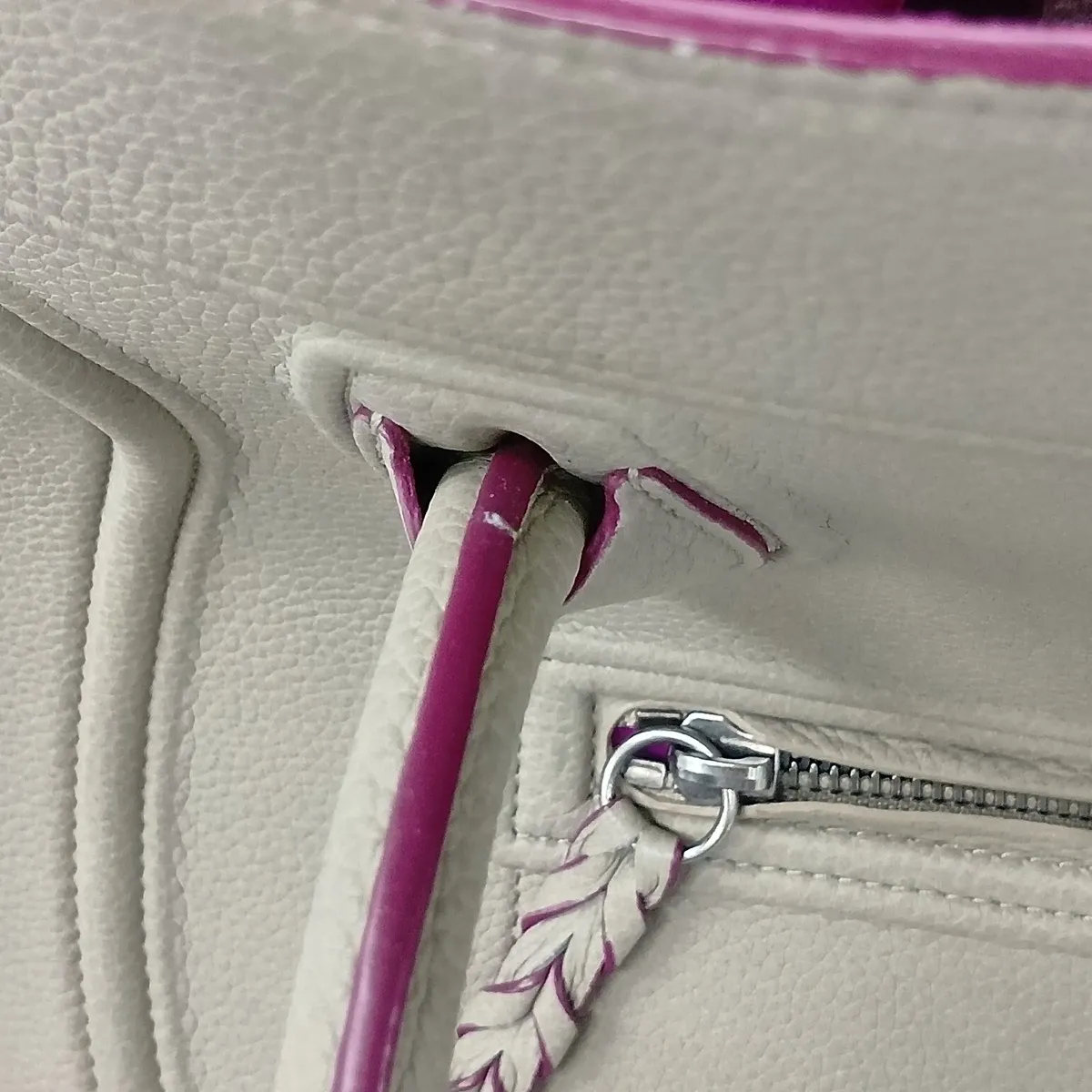 Luggage Phantom Leather Handbag, Gray x Purple — view 12