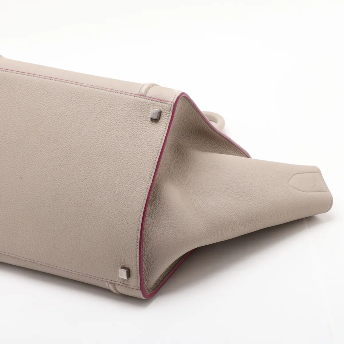 Luggage Phantom Leather Handbag, Gray x Purple — view 3
