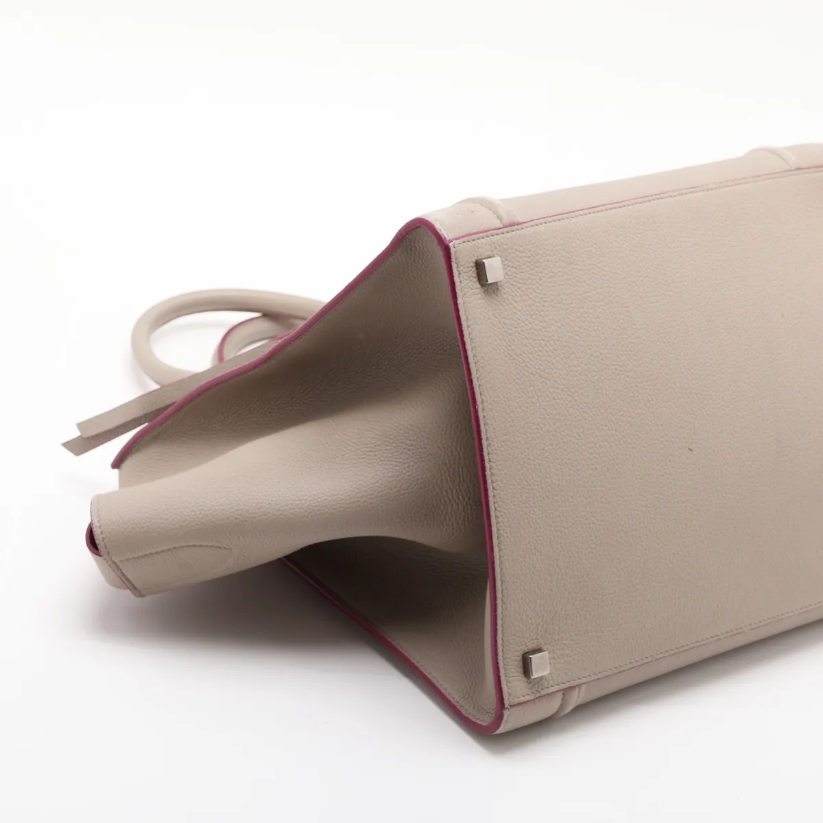 Luggage Phantom Leather Handbag, Gray x Purple — view 4