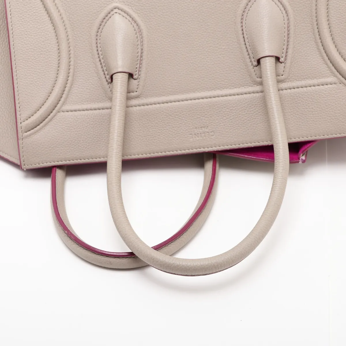 Luggage Phantom Leather Handbag, Gray x Purple — view 5