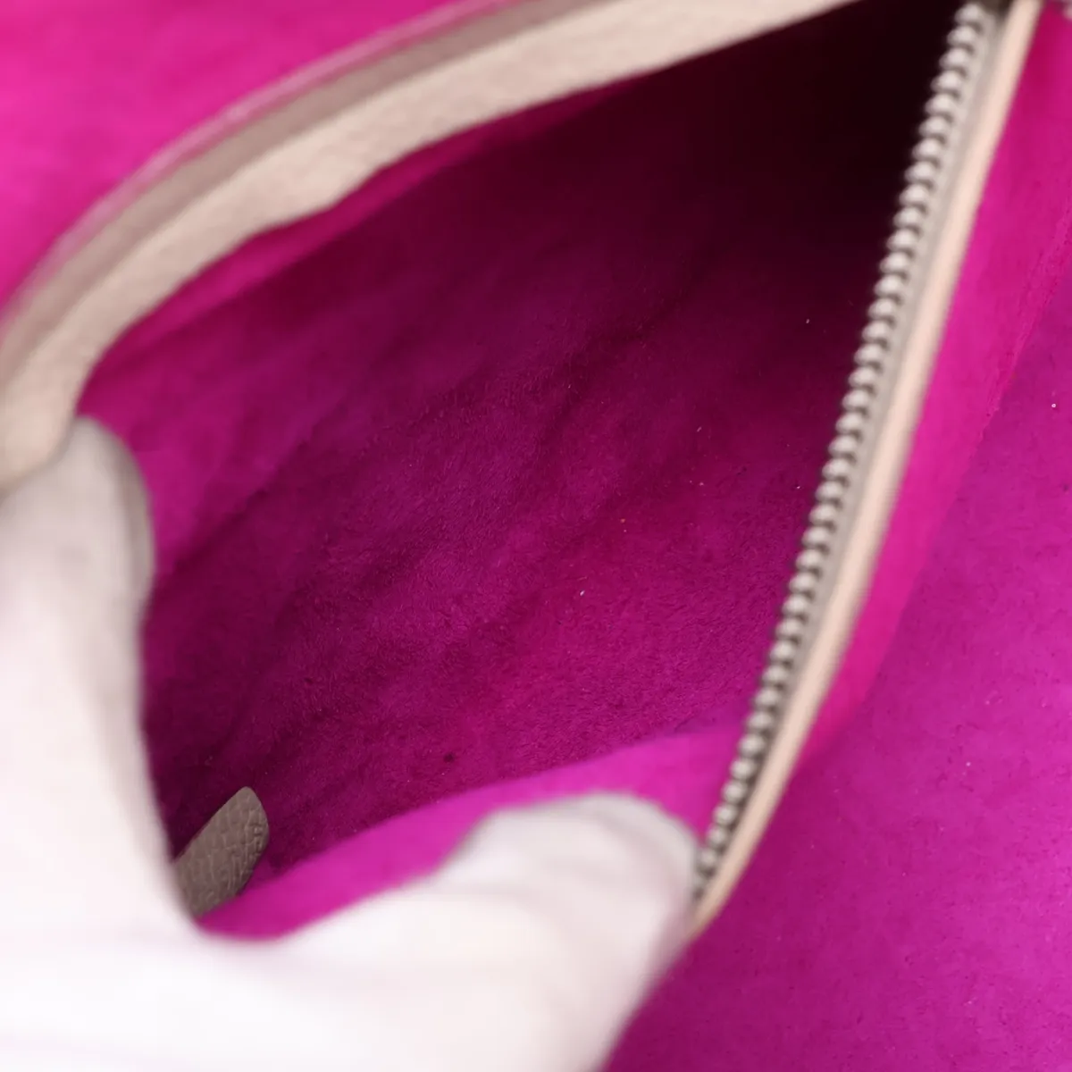 Luggage Phantom Leather Handbag, Gray x Purple — view 8