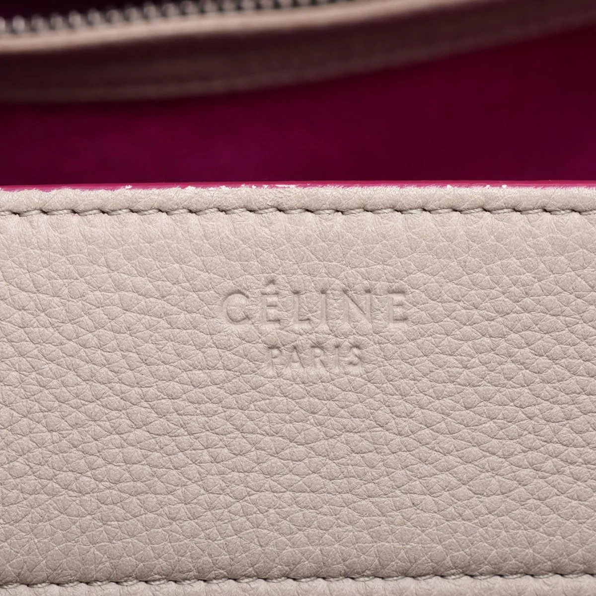 Luggage Phantom Leather Handbag, Gray x Purple — view 9