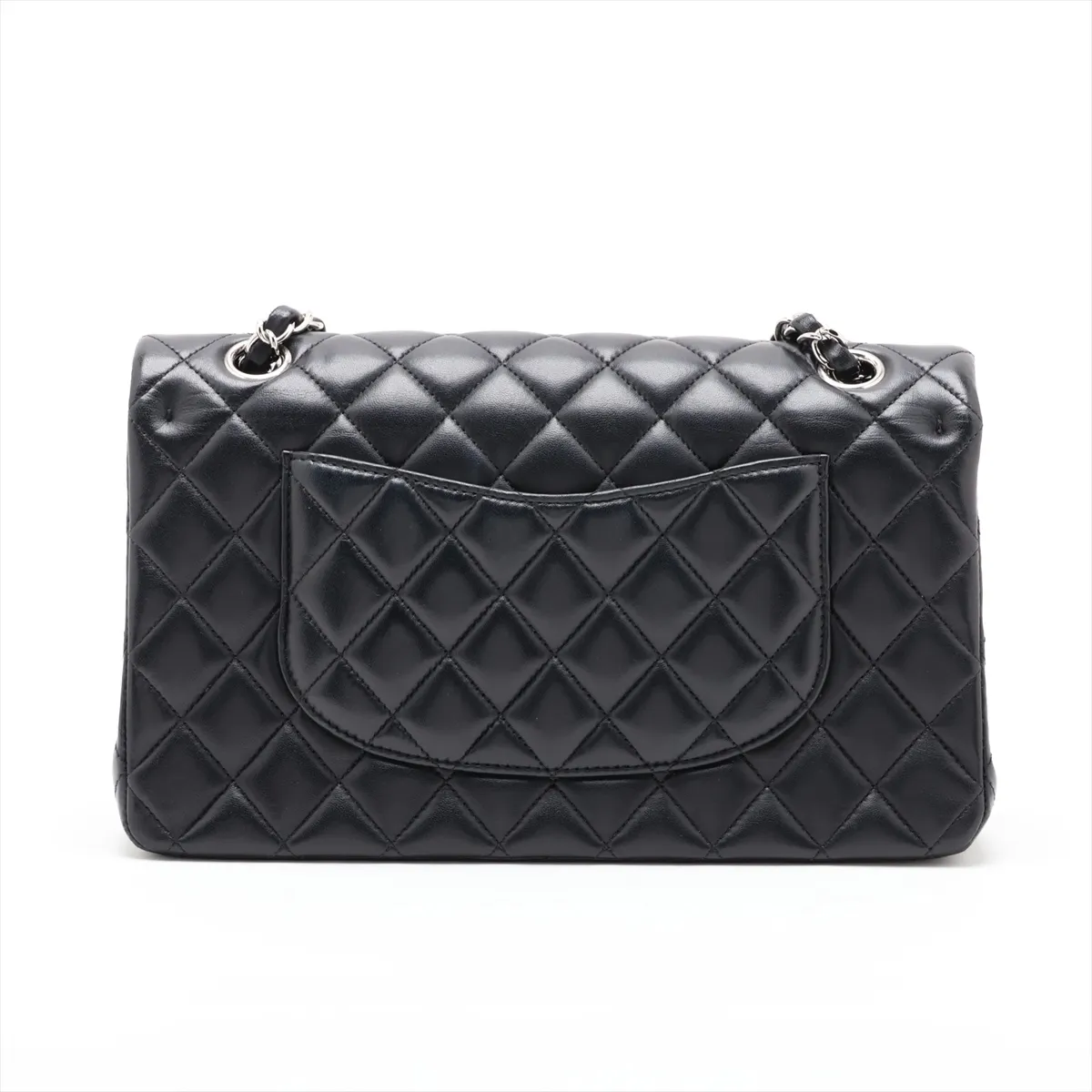 [Individually packaged] Chanel Matelassé 25 Lambskin Double Flap Double Chain Bag, Black with Silver Hardware, 24906657, Series 24, A01112 — view 2