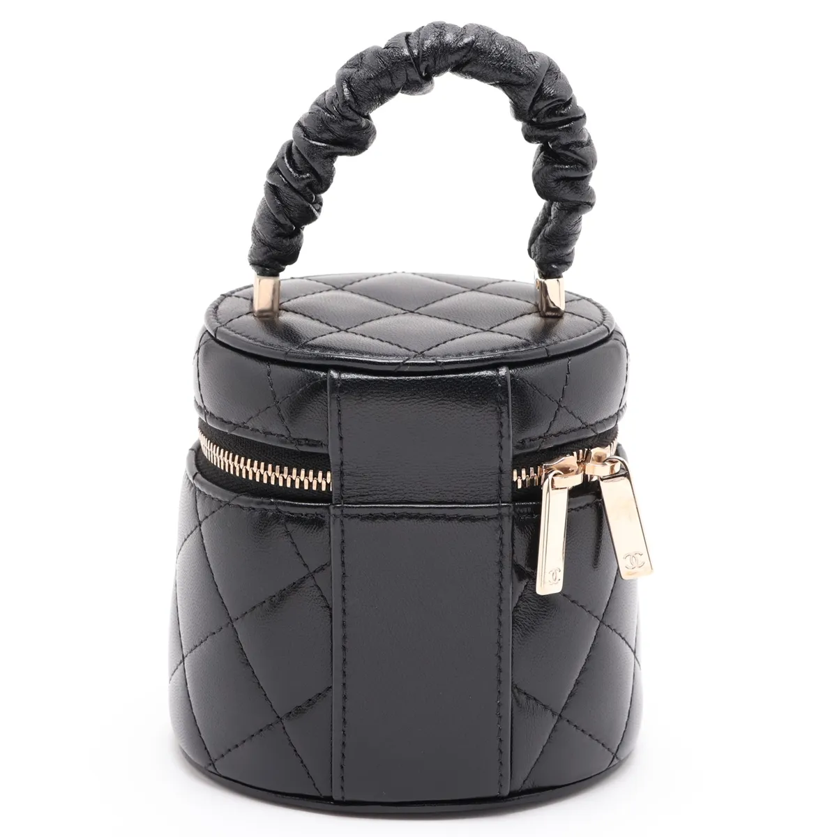 Matelassé Lambskin Vanity Bag, Black with Gold Hardware, 32063111, serial number in the 32 range. — view 2