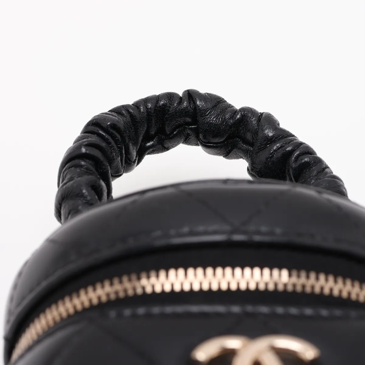 Matelassé Lambskin Vanity Bag, Black with Gold Hardware, 32063111, serial number in the 32 range. — view 6