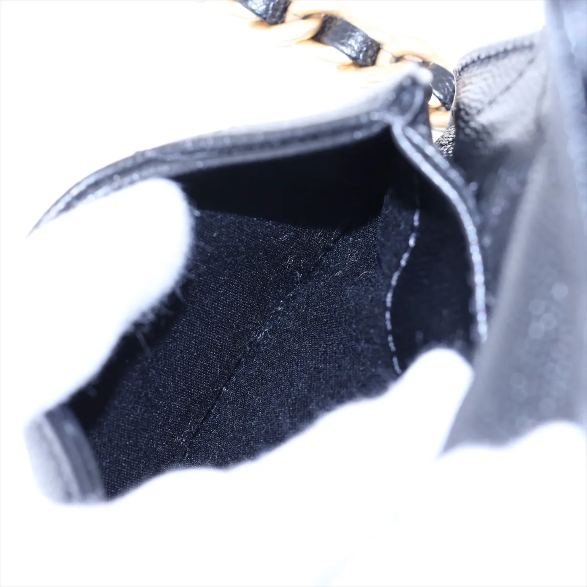 [Individually packaged] Chanel Matelassé Caviar Skin Chain Backpack, Black with Gold Hardware, E9913A57, Random Plate — view 11