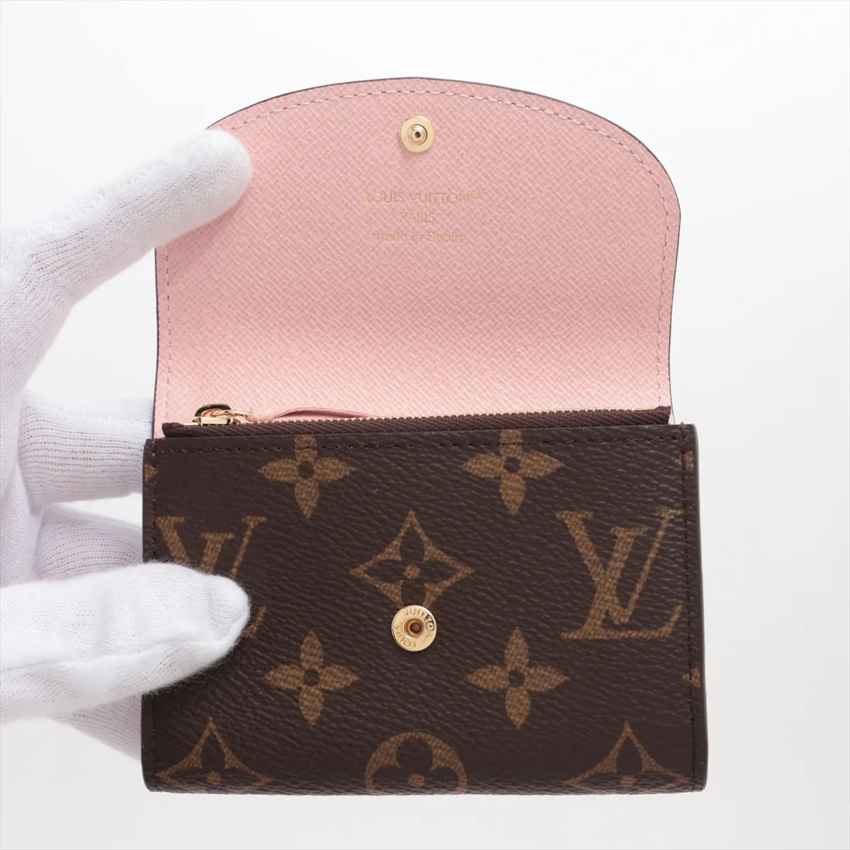 Monogram Portemonnaie Rosalie M62361 Rose Ballerine Coin Case (RFID detected) — view 3