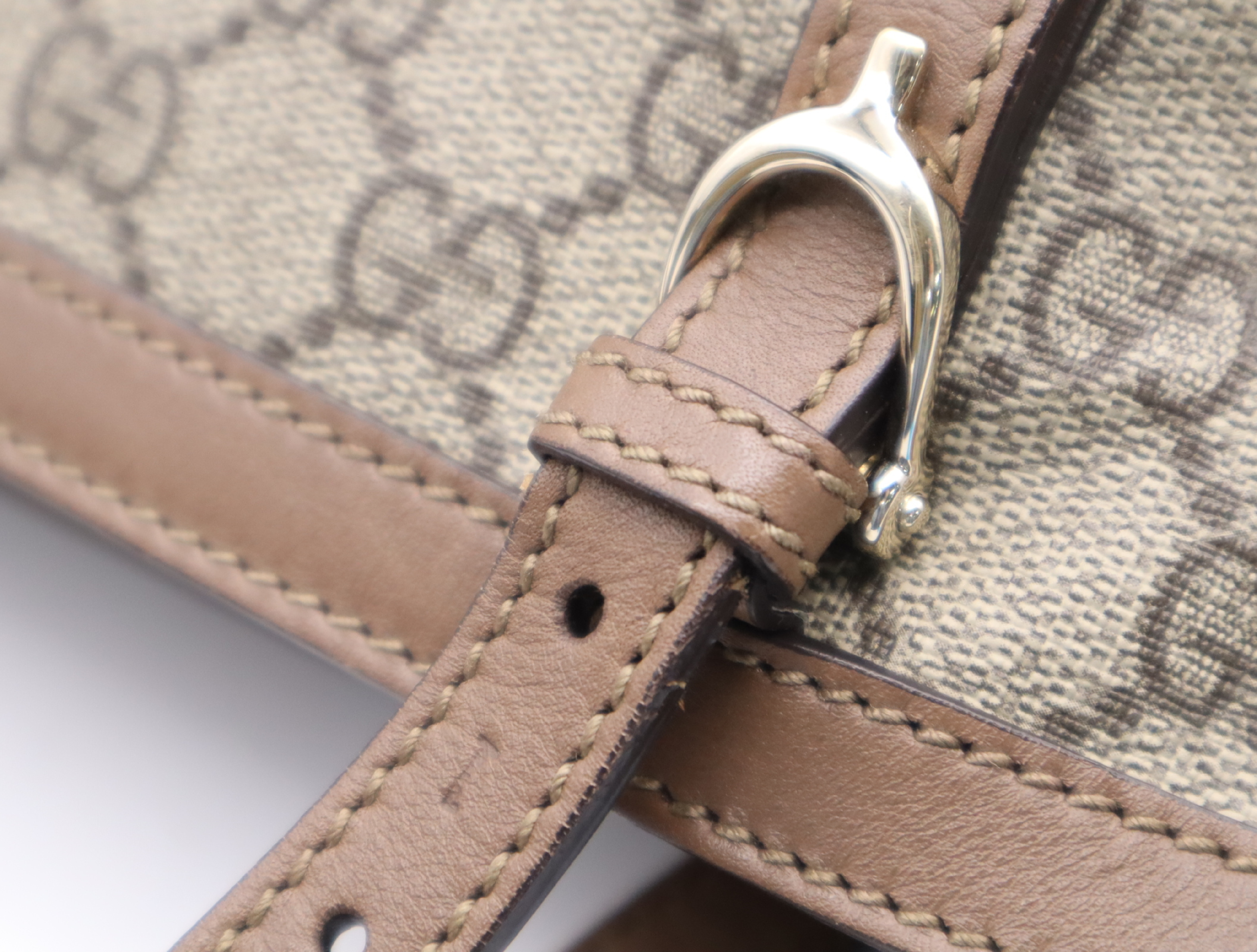 336776 GG Supreme Brown Tote Bag with Gold Hardware and Dust Bag — view 10