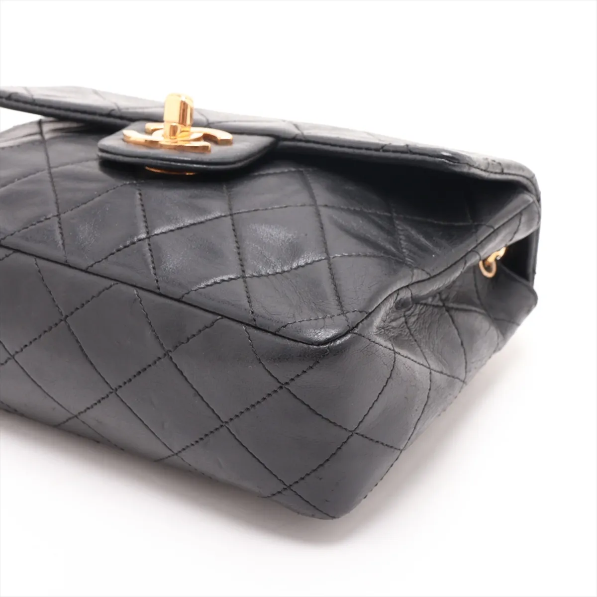 Mini Matelassé 17 Lambskin Single Flap Single Chain Bag, Black with Gold Hardware, 1494486, Series 1, A01115 — view 3