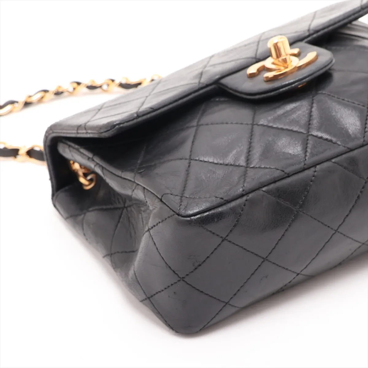 Mini Matelassé 17 Lambskin Single Flap Single Chain Bag, Black with Gold Hardware, 1494486, Series 1, A01115 — view 4
