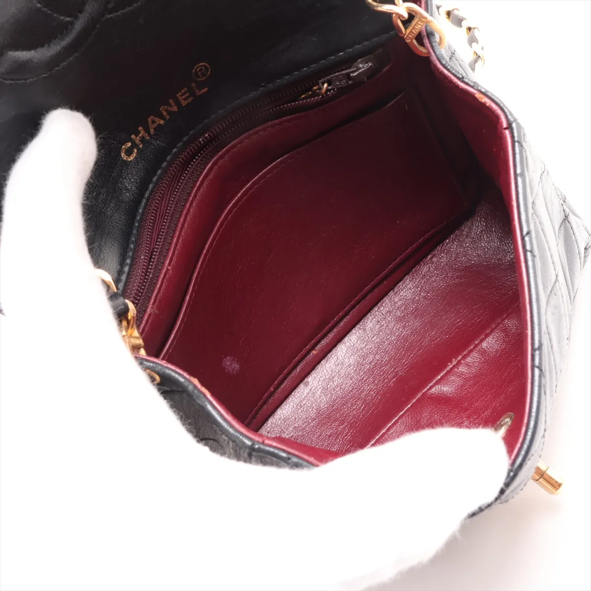 Mini Matelassé 17 Lambskin Single Flap Single Chain Bag, Black with Gold Hardware, 1494486, Series 1, A01115 — view 6