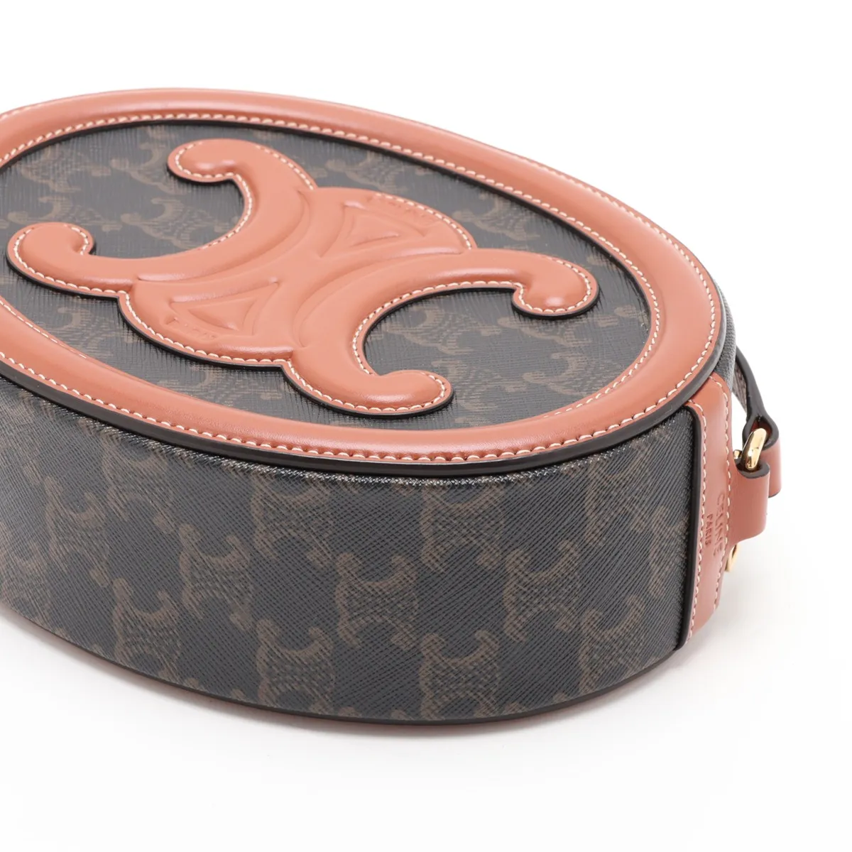 Oval Purse Cuire Triomphe PVC x Leather Shoulder Bag Black x Brown — view 3