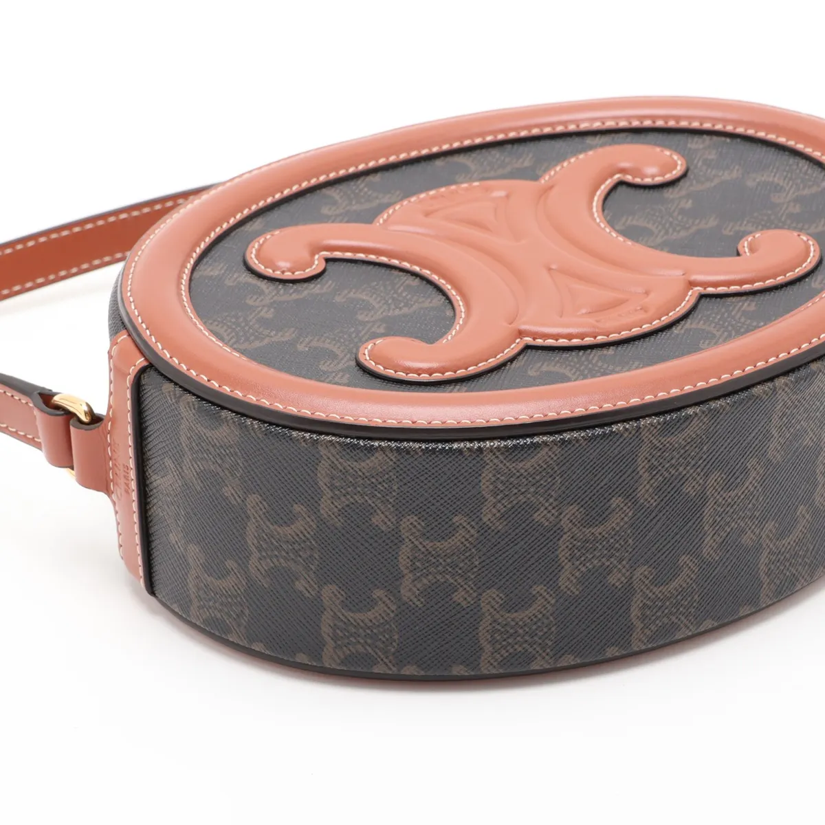Oval Purse Cuire Triomphe PVC x Leather Shoulder Bag Black x Brown — view 4