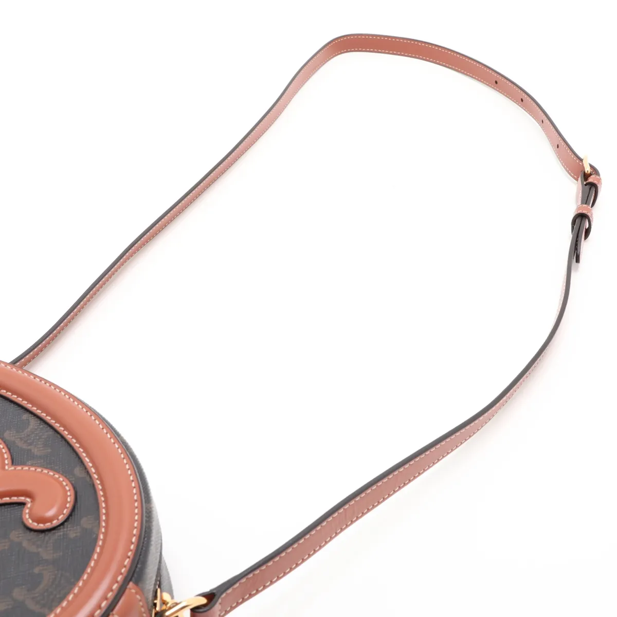 Oval Purse Cuire Triomphe PVC x Leather Shoulder Bag Black x Brown — view 5