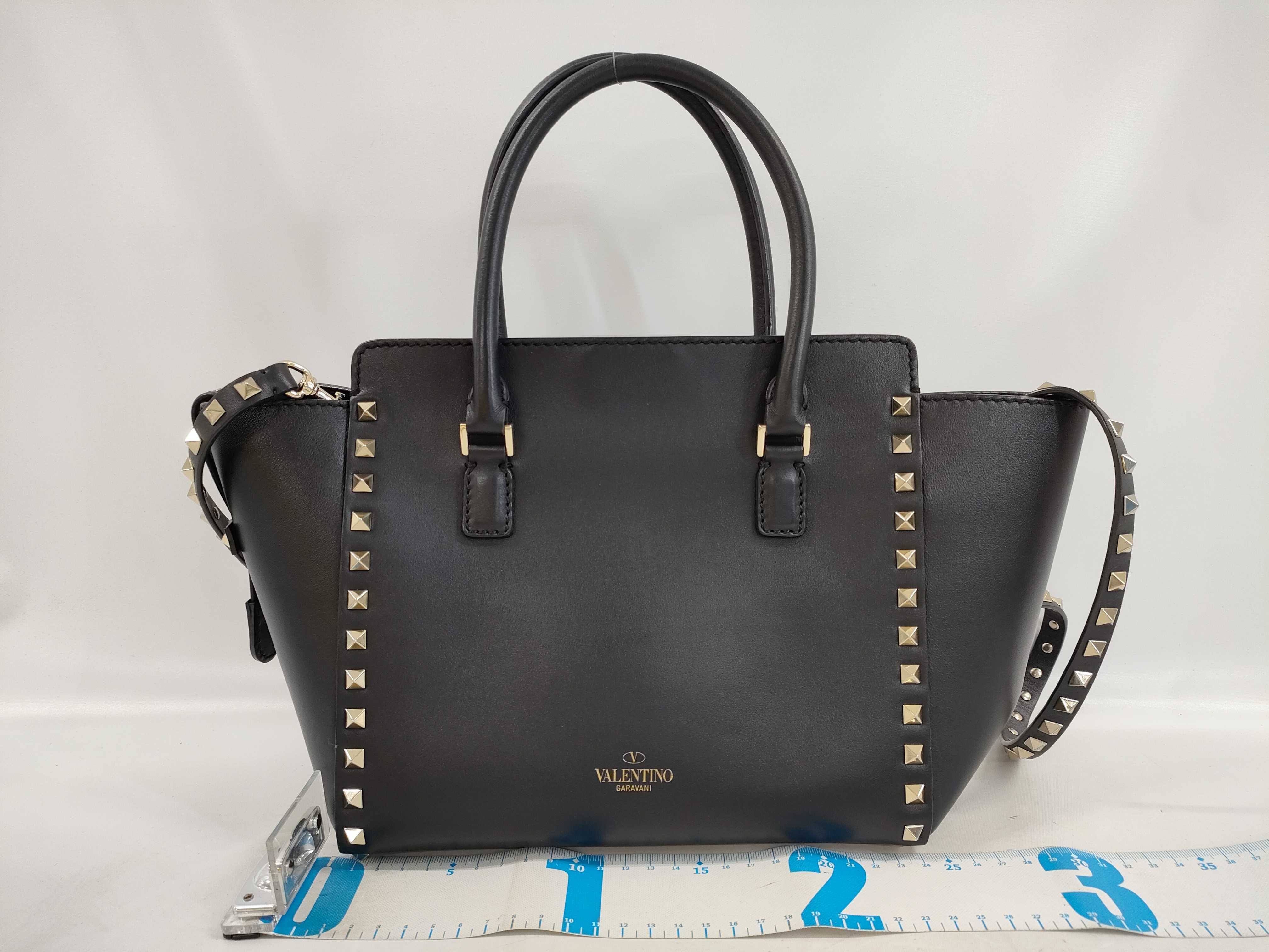 Rockstud Leather x Stud 2-Way Handbag, Black — view 2