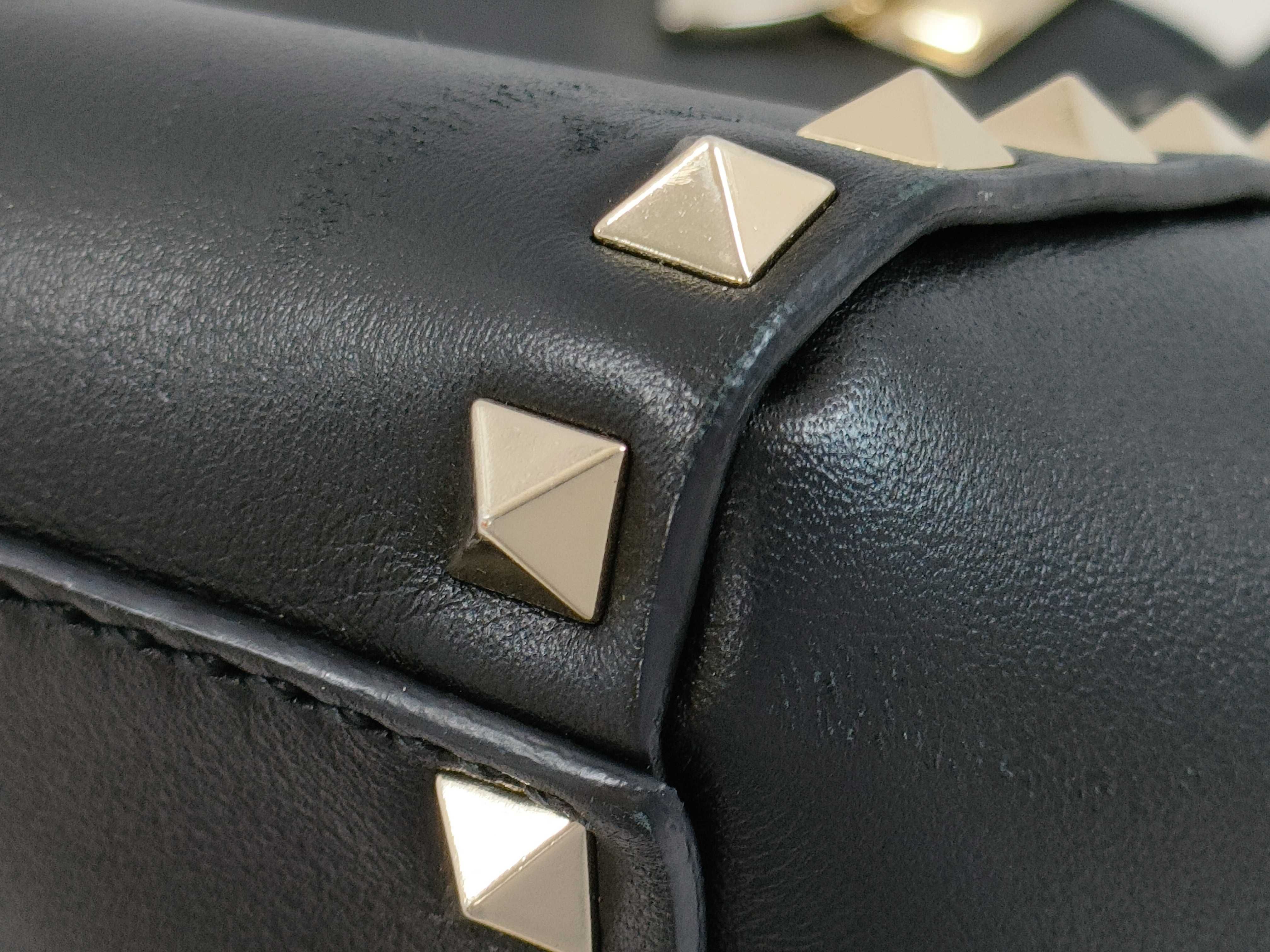Rockstud Leather x Stud 2-Way Handbag, Black — view 5