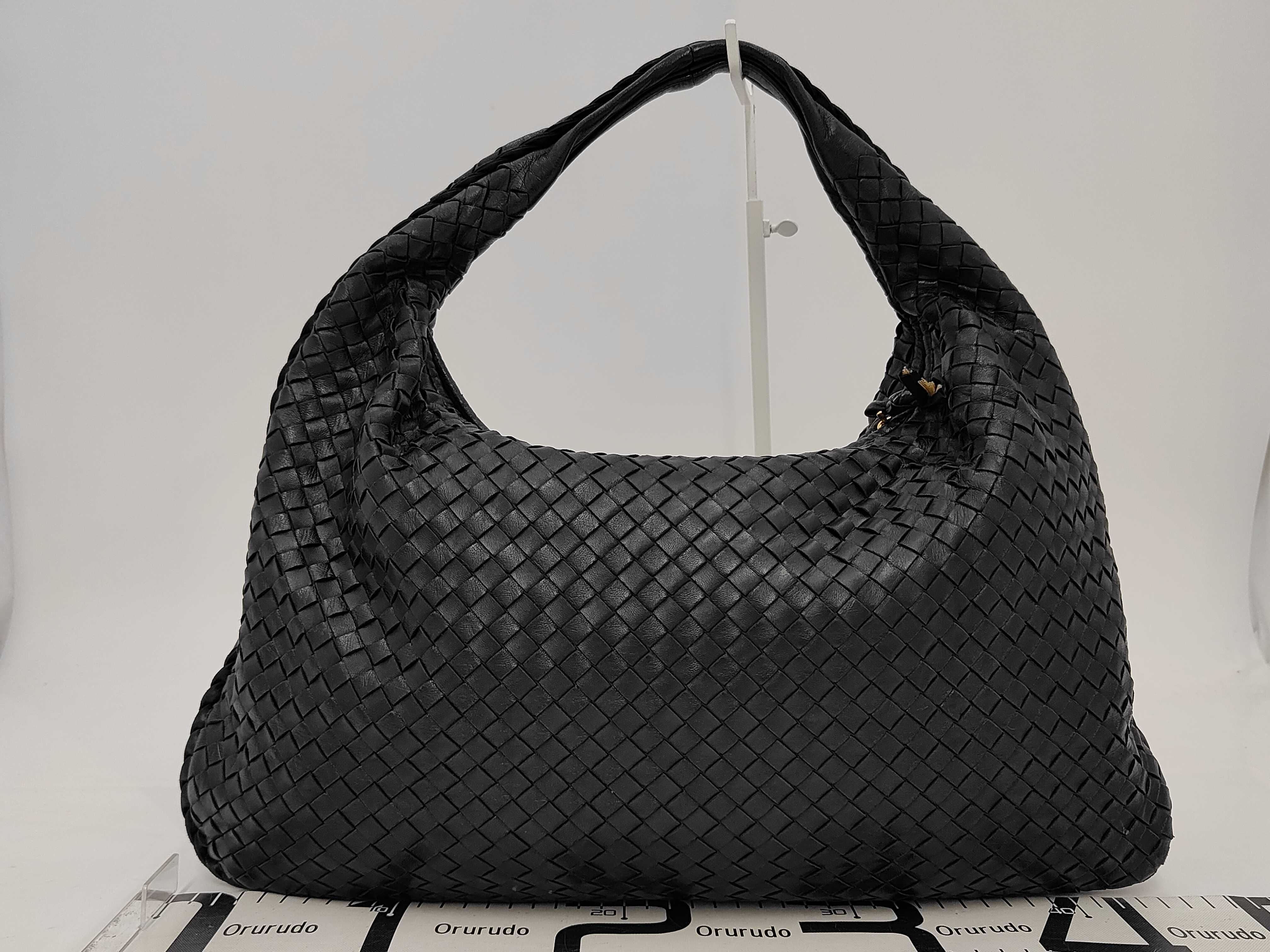 Intrecciato Hobo Handbag, One-Shoulder, Black — view 2