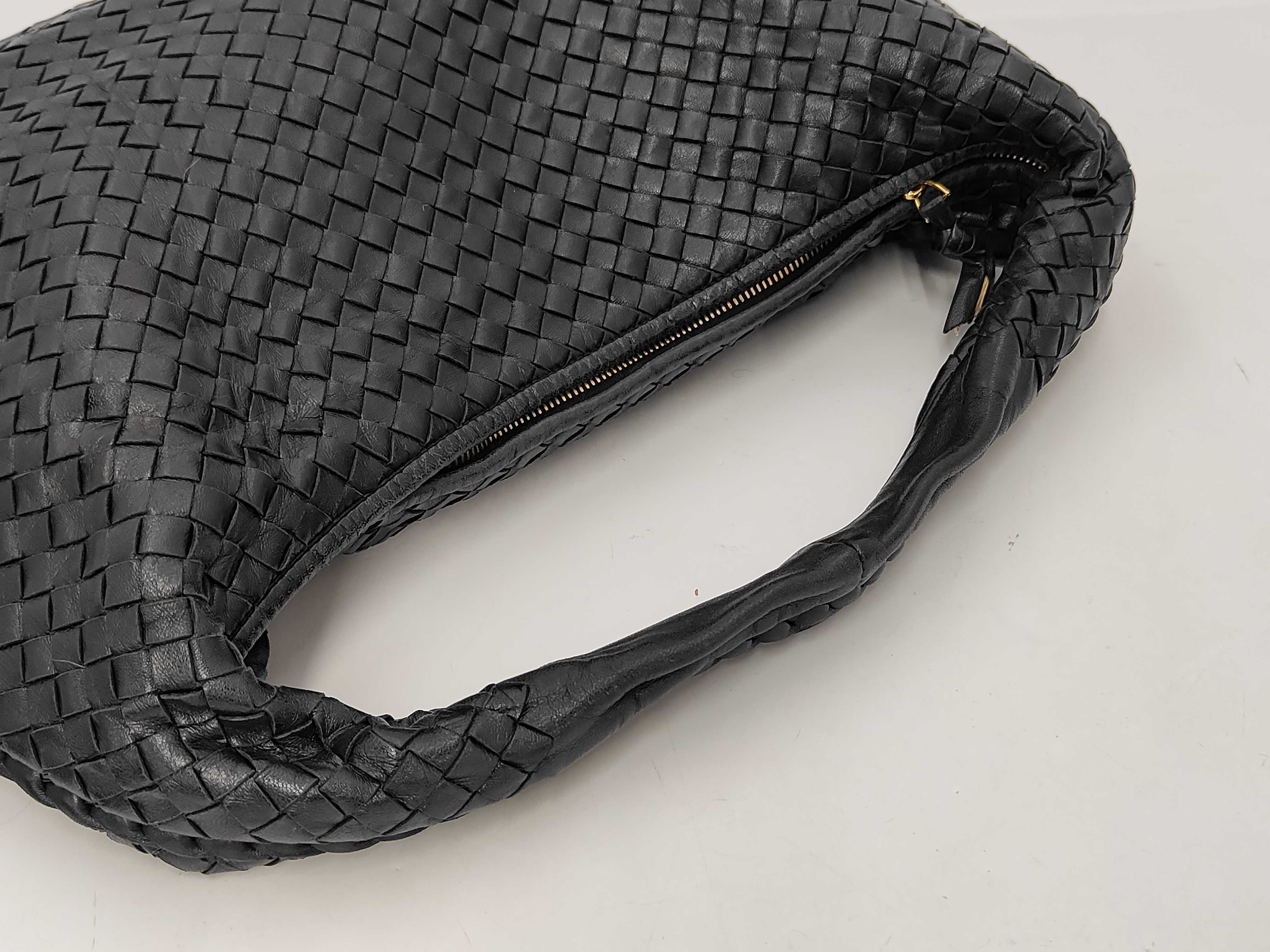 Intrecciato Hobo Handbag, One-Shoulder, Black — view 5