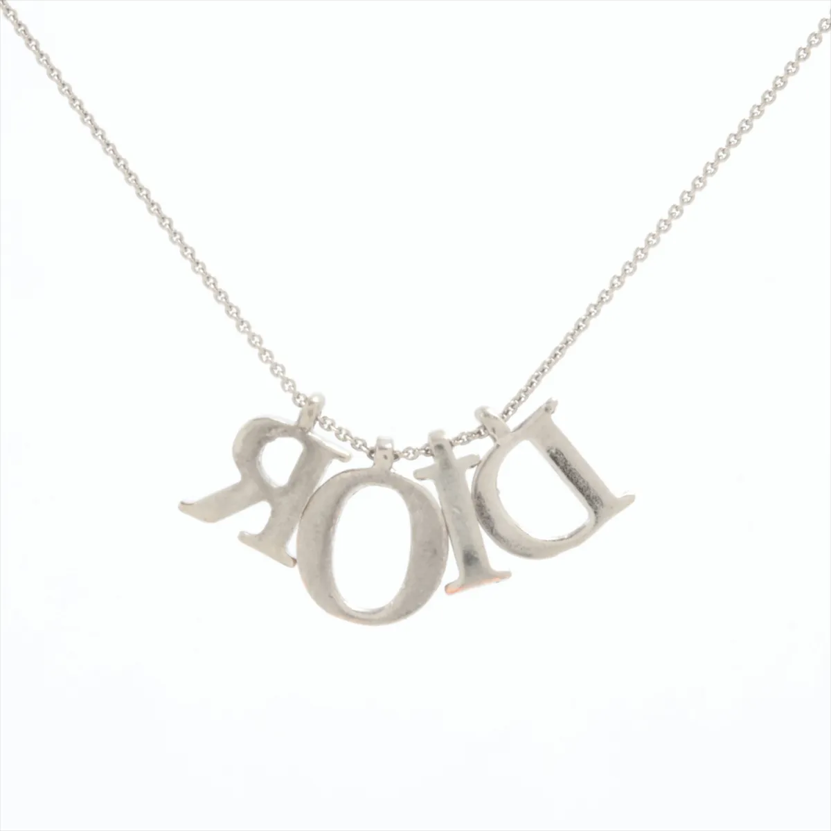 logo necklace, metal, silver. Shows signs of wear, — view 2