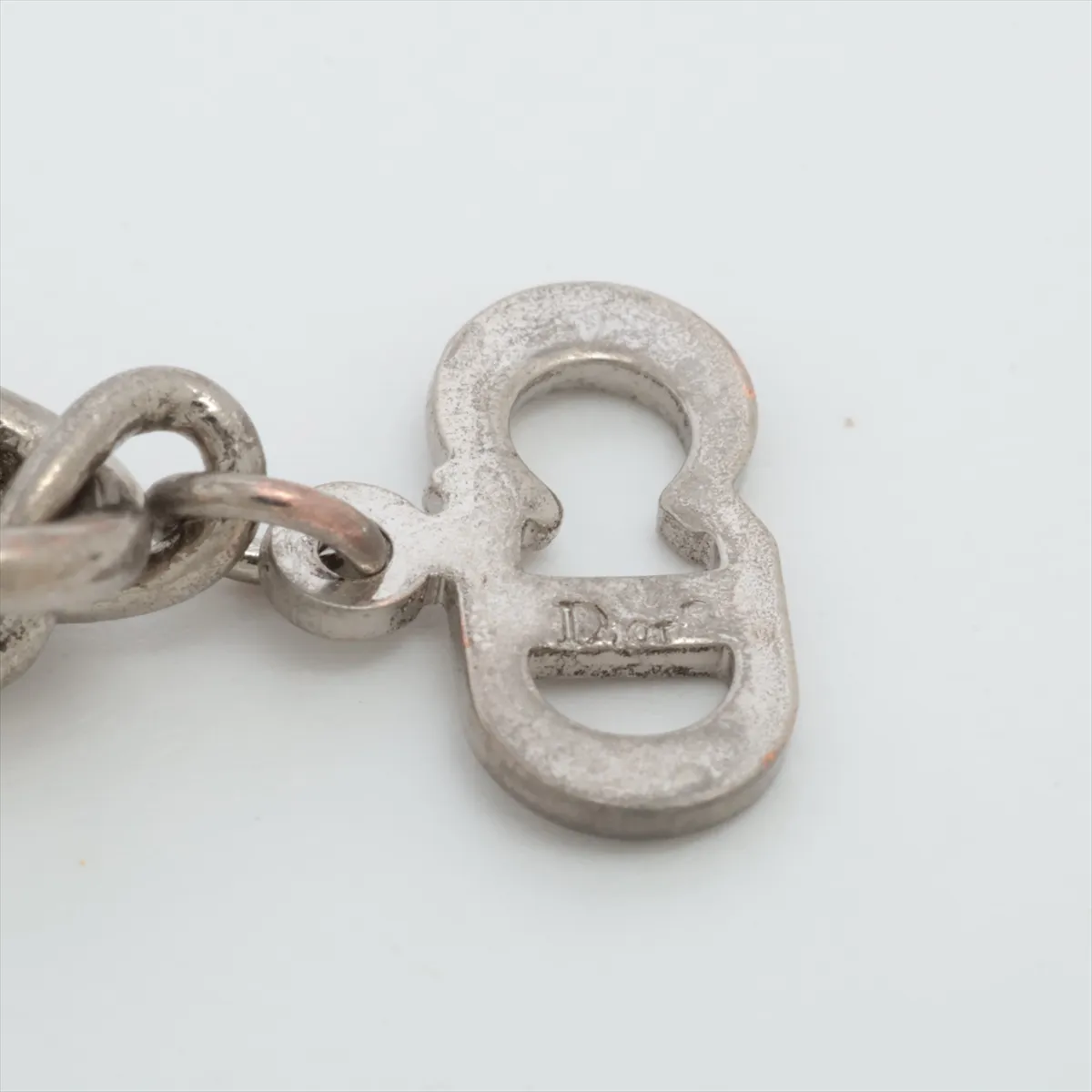 logo necklace, metal, silver. Shows signs of wear, — view 4