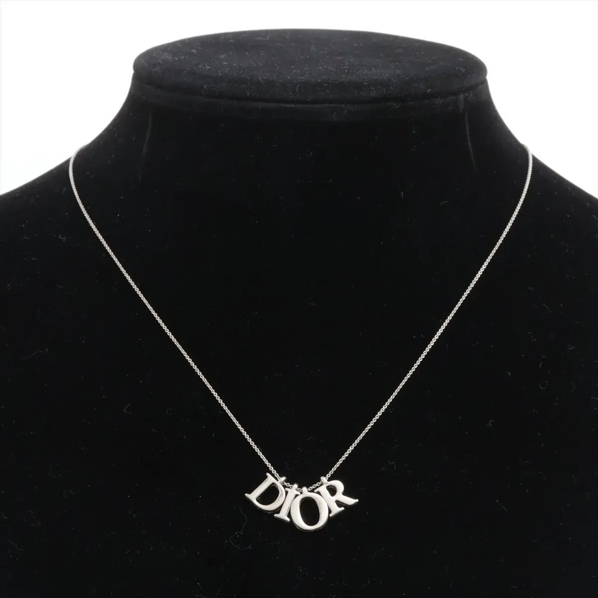 logo necklace, metal, silver. Shows signs of wear, — view 5