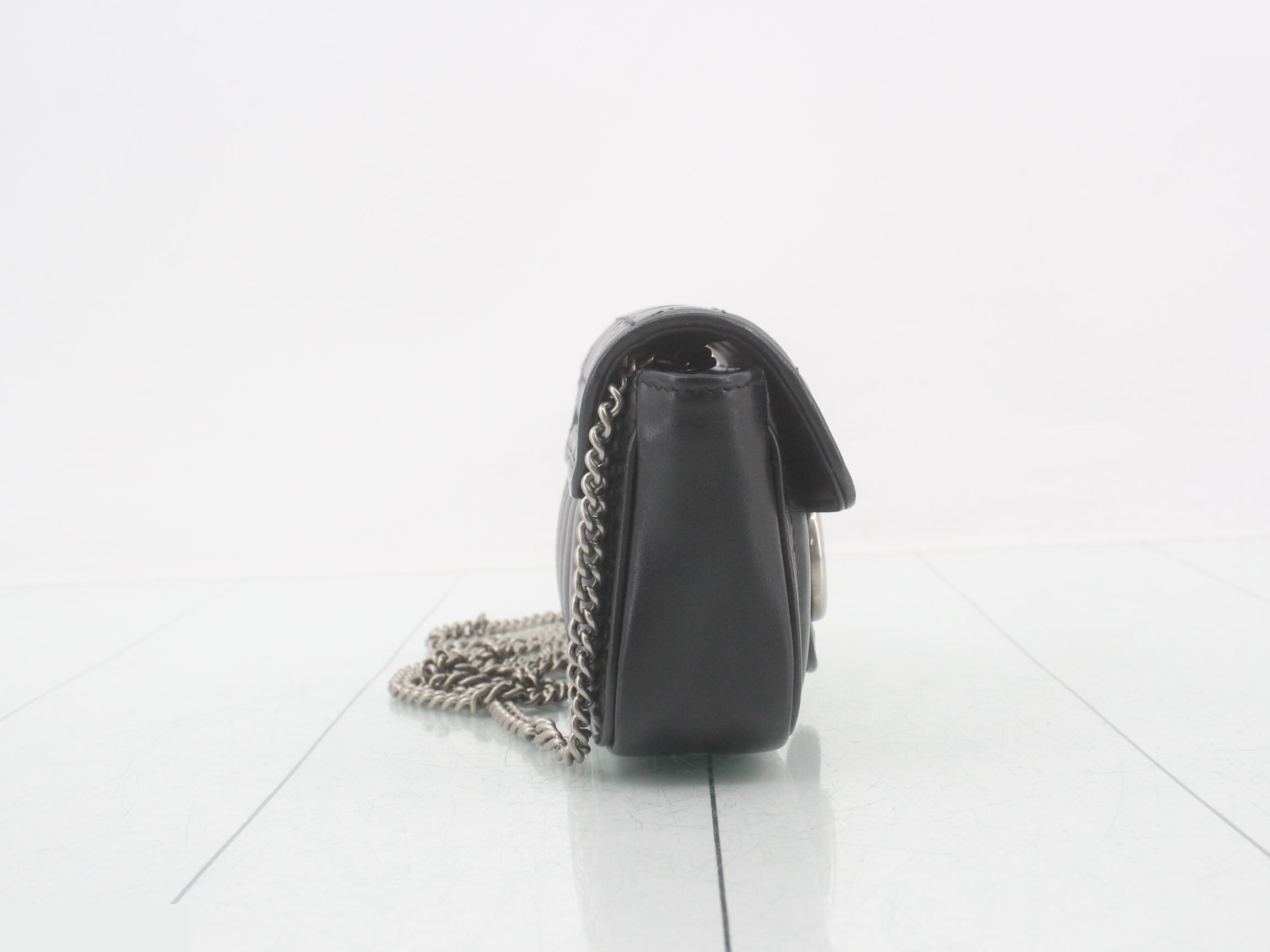 Marmont quilted black leather shoulder bag with box. — view 4