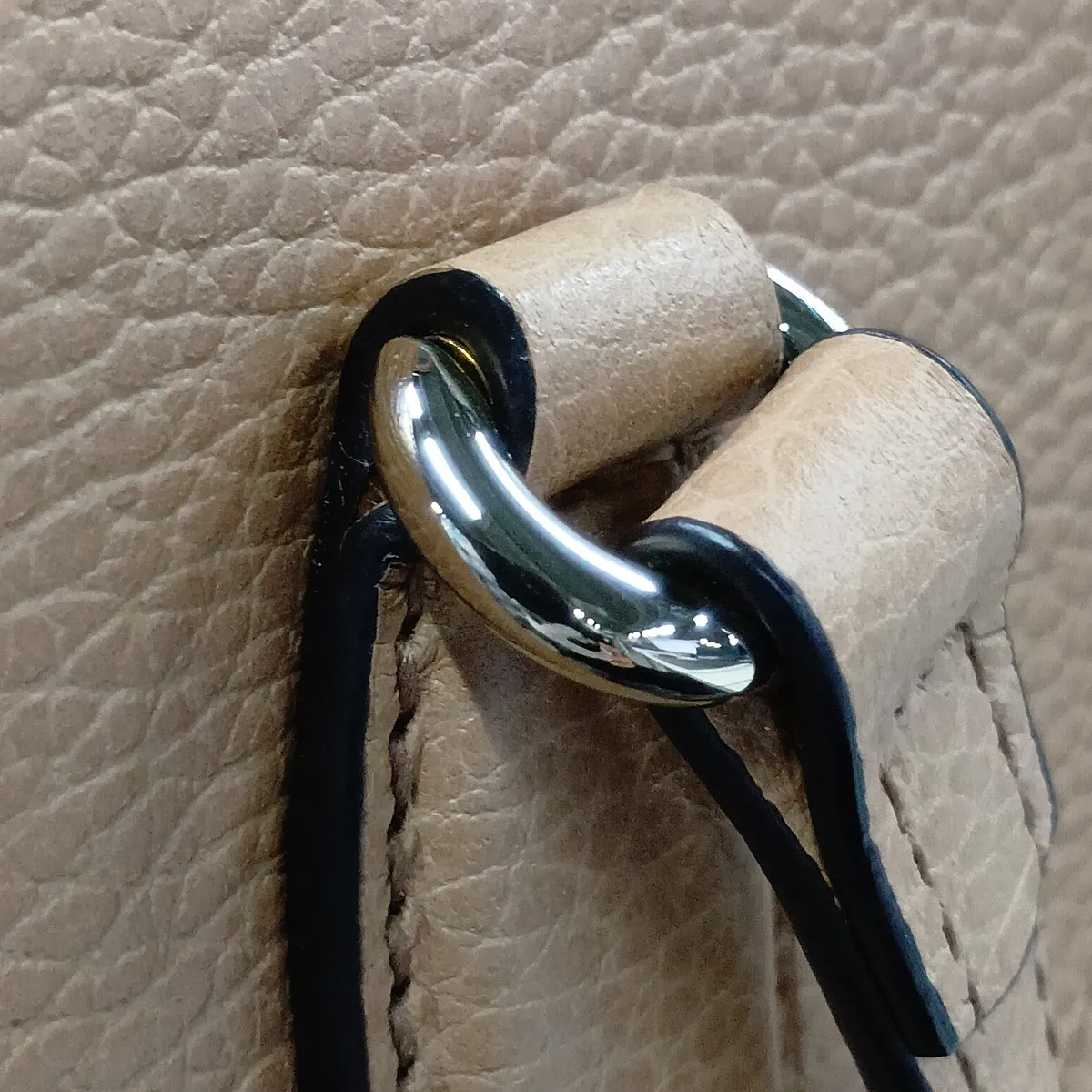 Interlocking G 607722 Leather 2-Way Handbag, Beige, Outlet — view 12