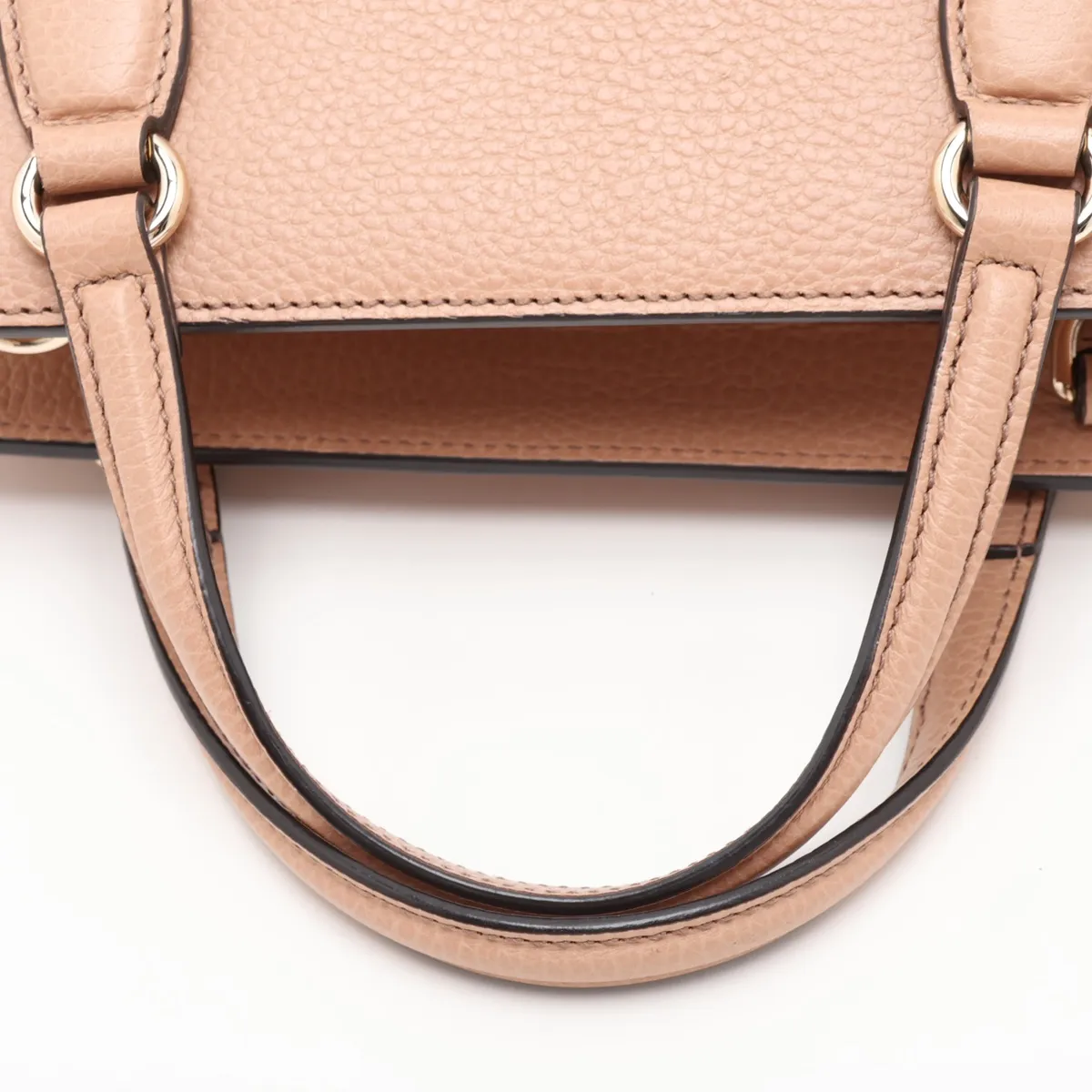 Interlocking G 607722 Leather 2-Way Handbag, Beige, Outlet — view 5
