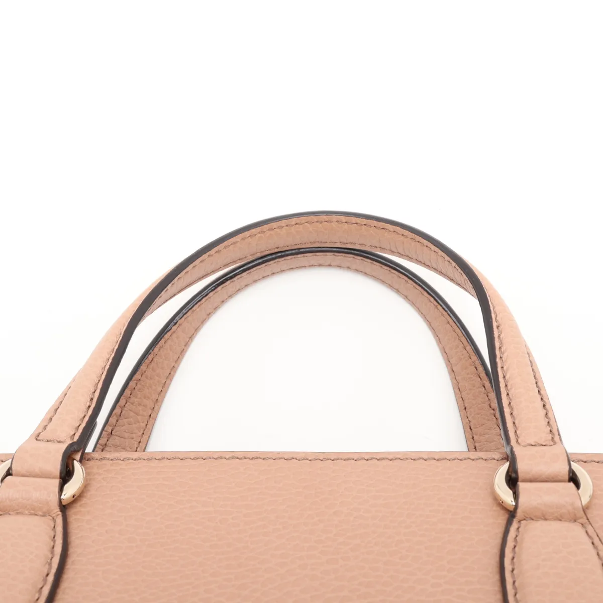 Interlocking G 607722 Leather 2-Way Handbag, Beige, Outlet — view 6