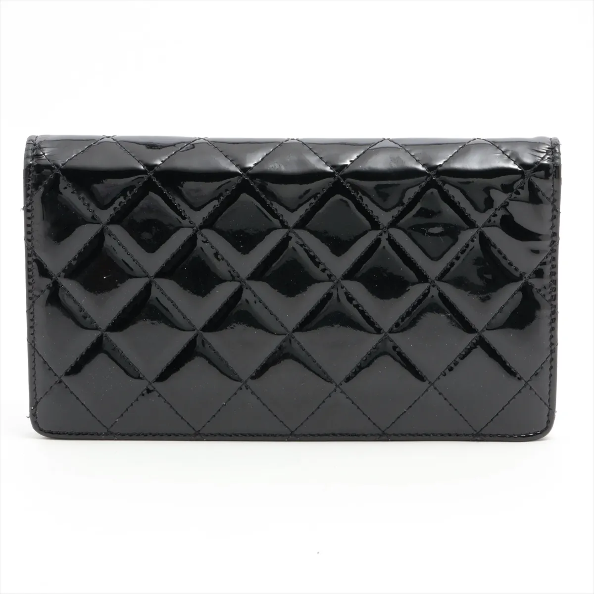 Matelassé Patent Leather Long Wallet, Black, Silver Hardware, 13732748 — view 2
