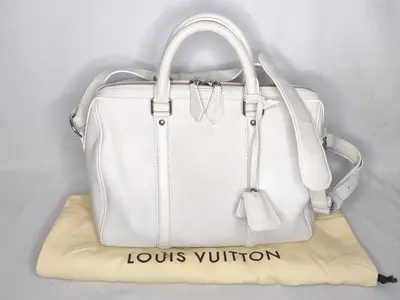 ID- Cowskin White Speedy 30cm Handbag SHW