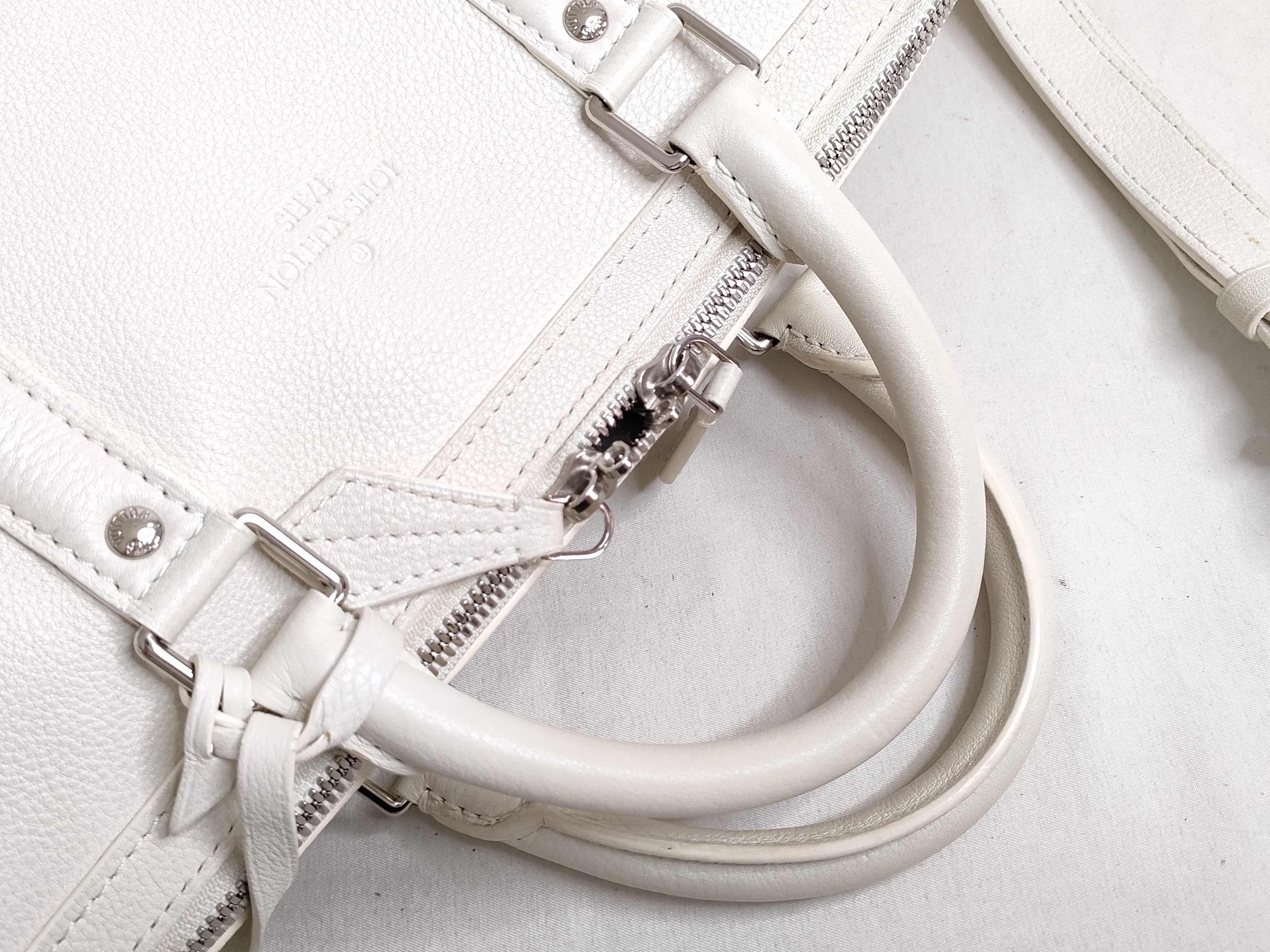 ID- Cowskin White Speedy 30cm Handbag SHW — view 3