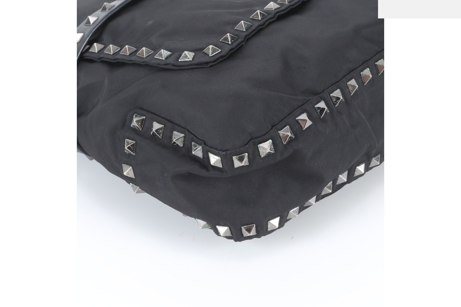 Studded Leather Nylon Shoulder Bag — view 4