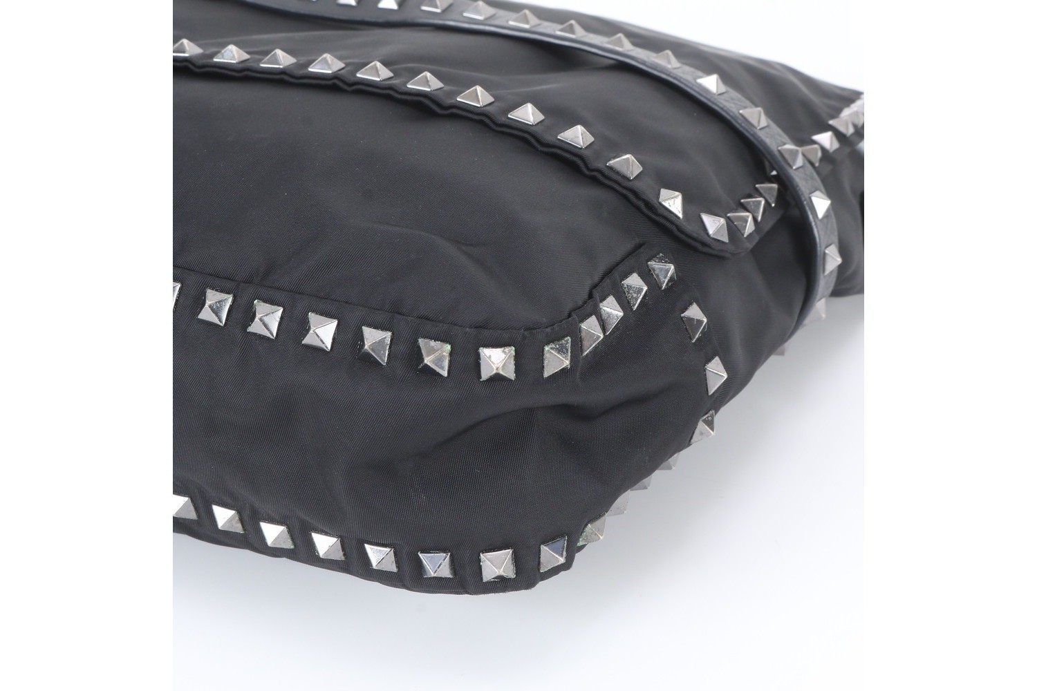 Studded Leather Nylon Shoulder Bag — view 5