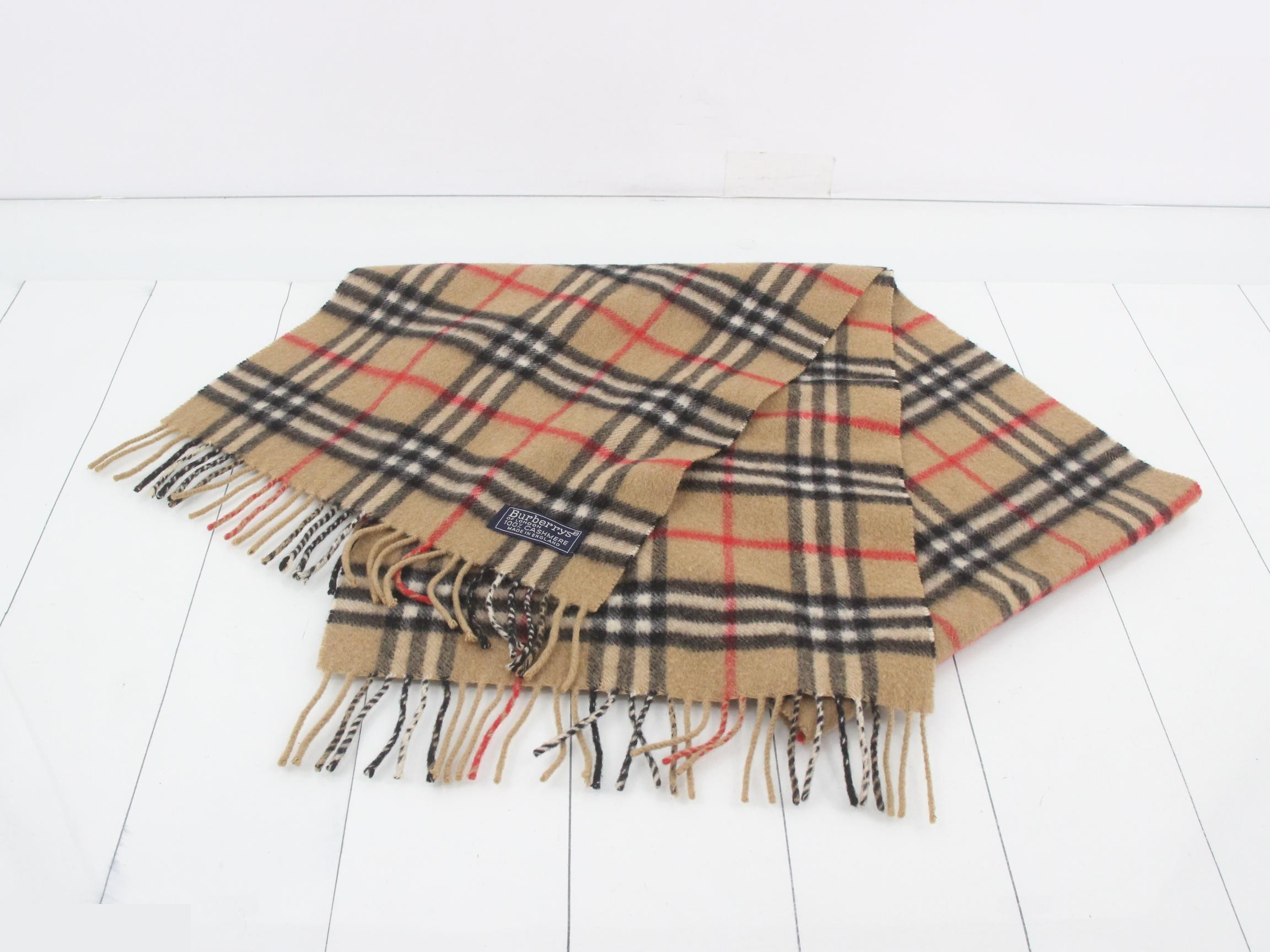 Cashmere Scarf, Nova Check, Beige — view 2