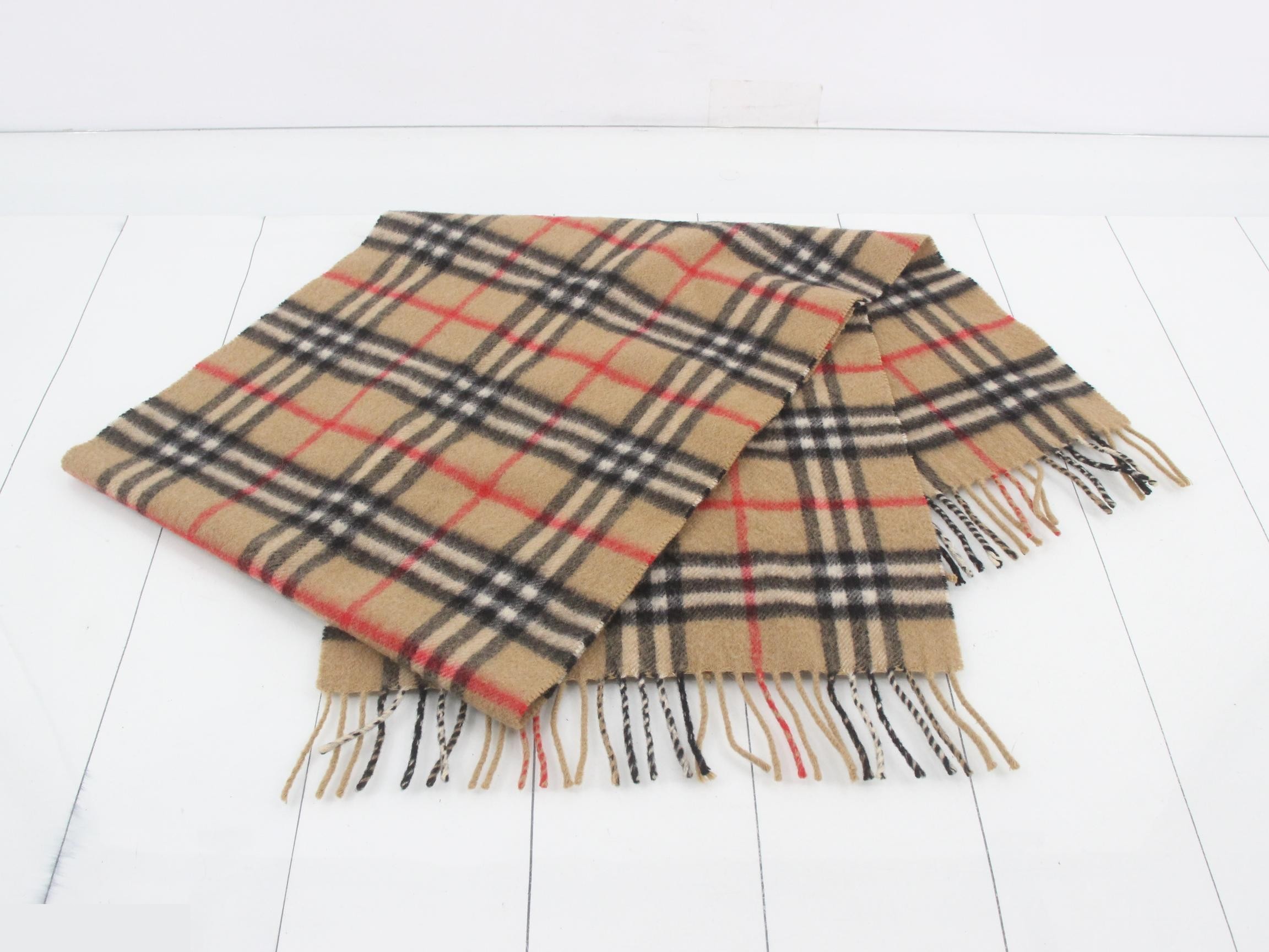 Cashmere Scarf, Nova Check, Beige — view 3
