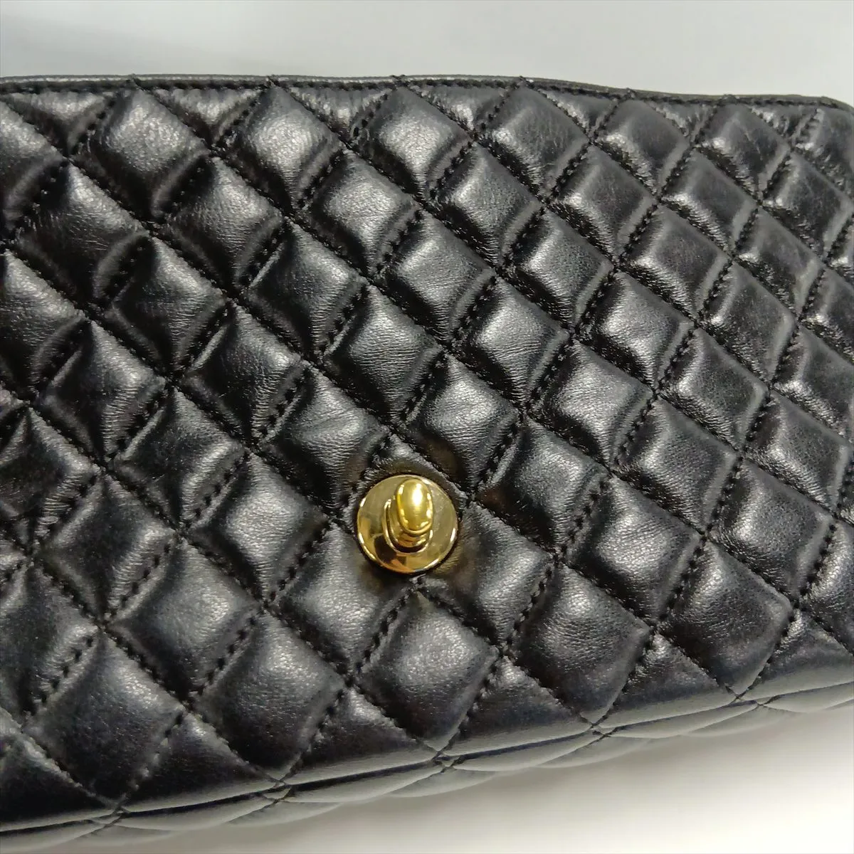 Matelassé Lambskin Single Flap Double Chain Bag Charm, Black with Gold Hardware, 13445225, Serial Number 13 — view 9