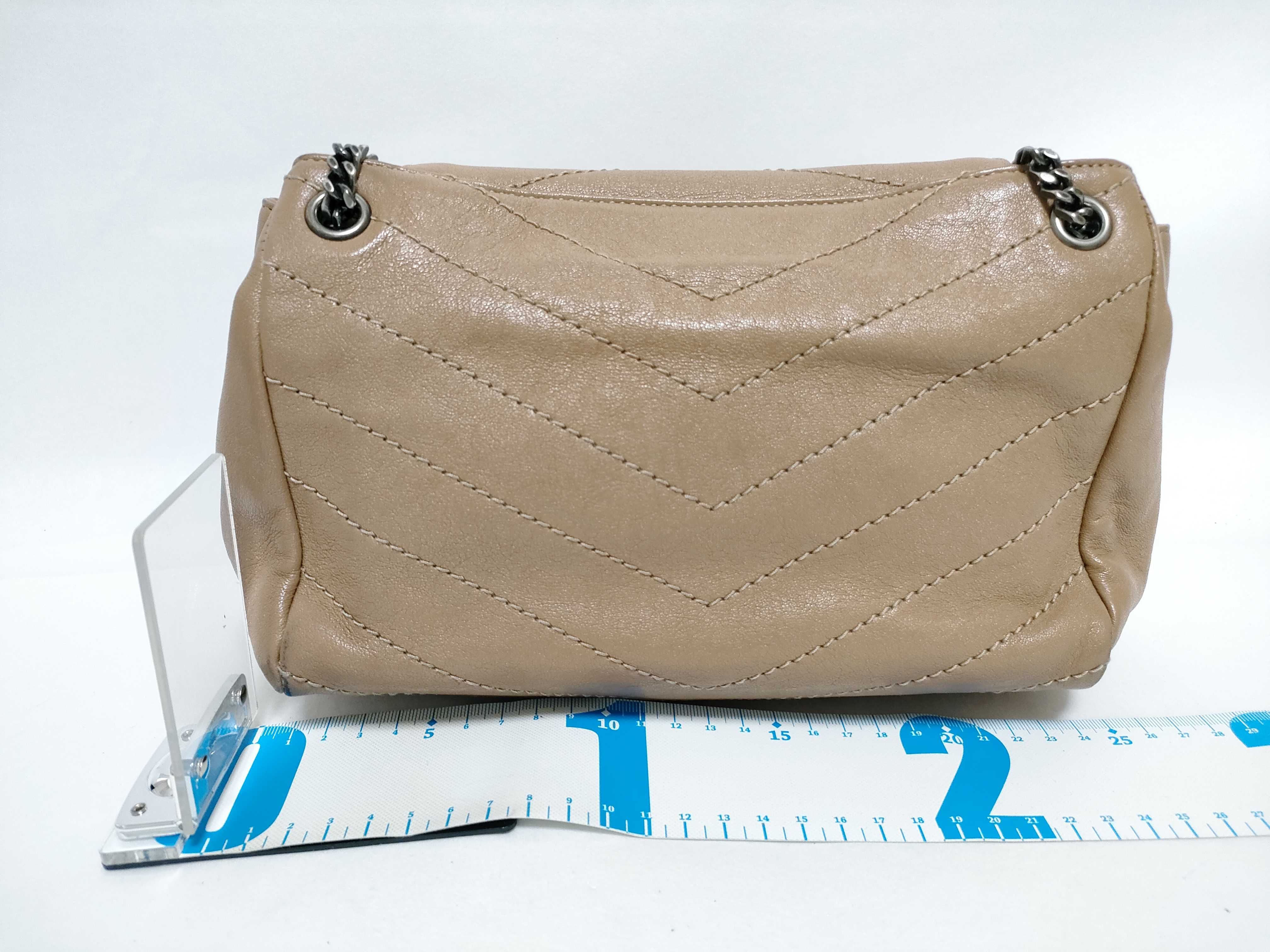 Paris Monogram Leather Chain Shoulder Bag, Beige, 442906 (Shoulder Bag) — view 2
