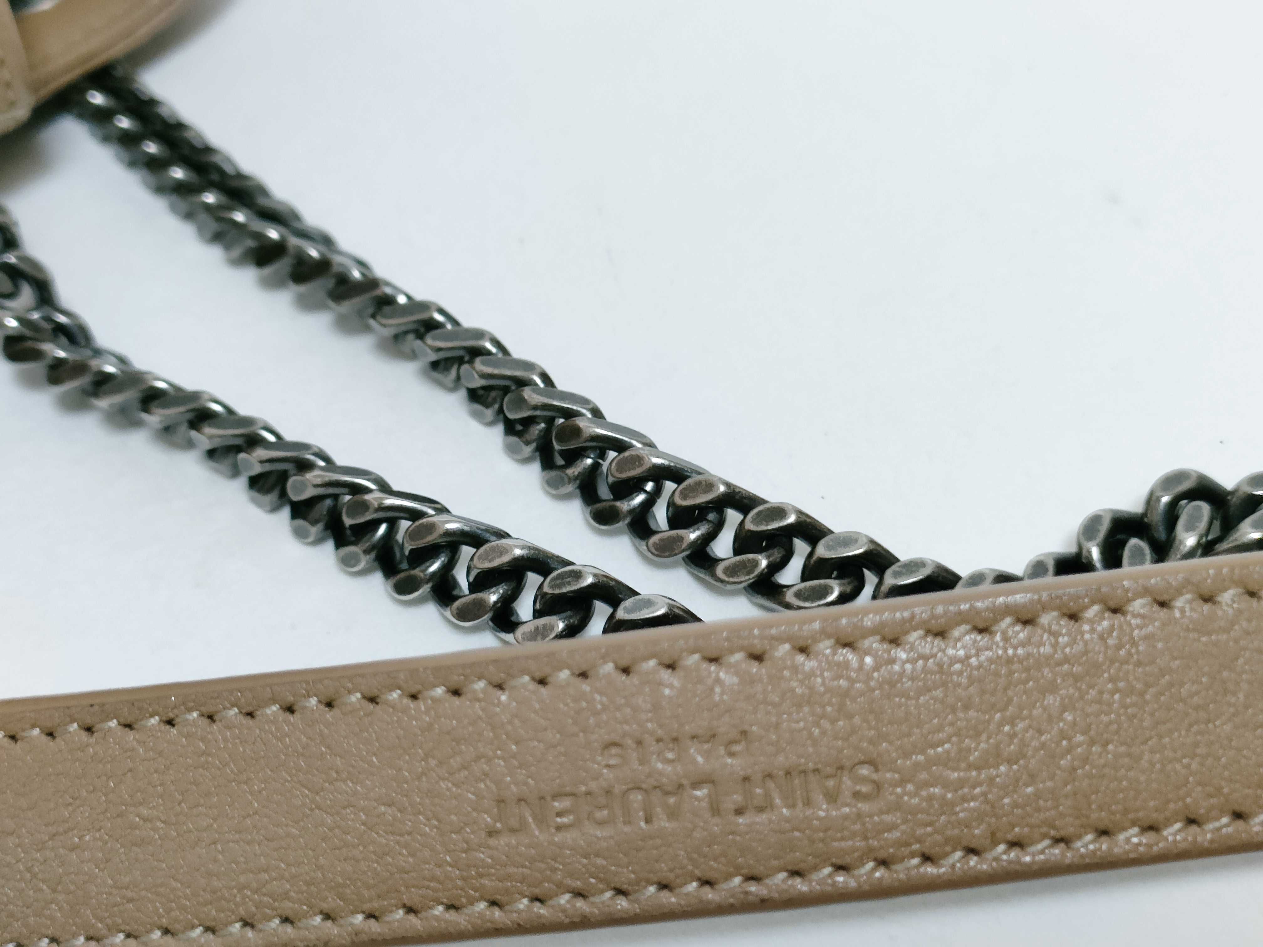 Paris Monogram Leather Chain Shoulder Bag, Beige, 442906 (Shoulder Bag) — view 4