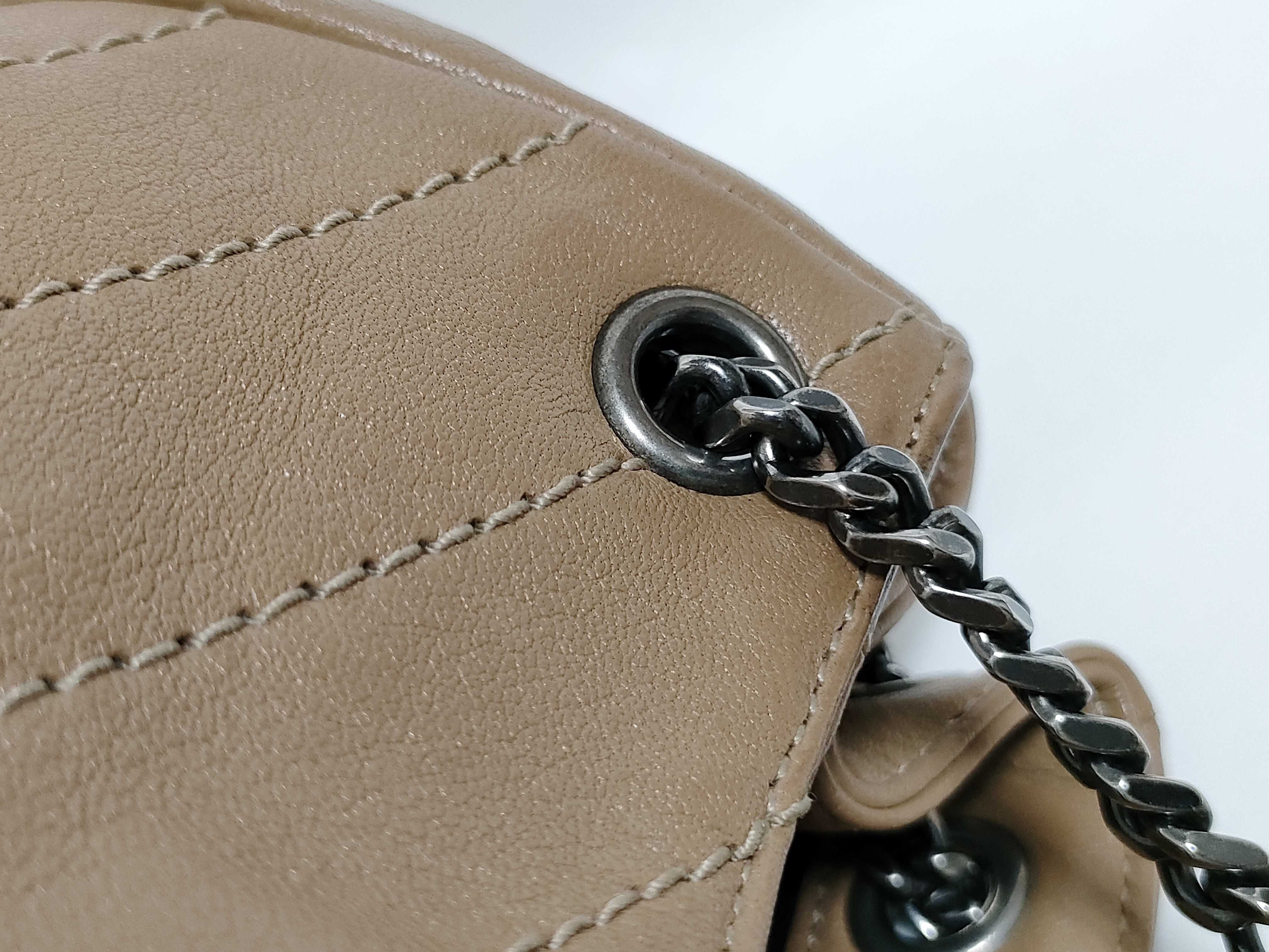 Paris Monogram Leather Chain Shoulder Bag, Beige, 442906 (Shoulder Bag) — view 5