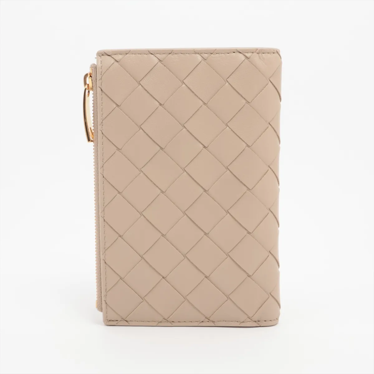 Intrecciato Leather Compact Wallet Beige — view 2