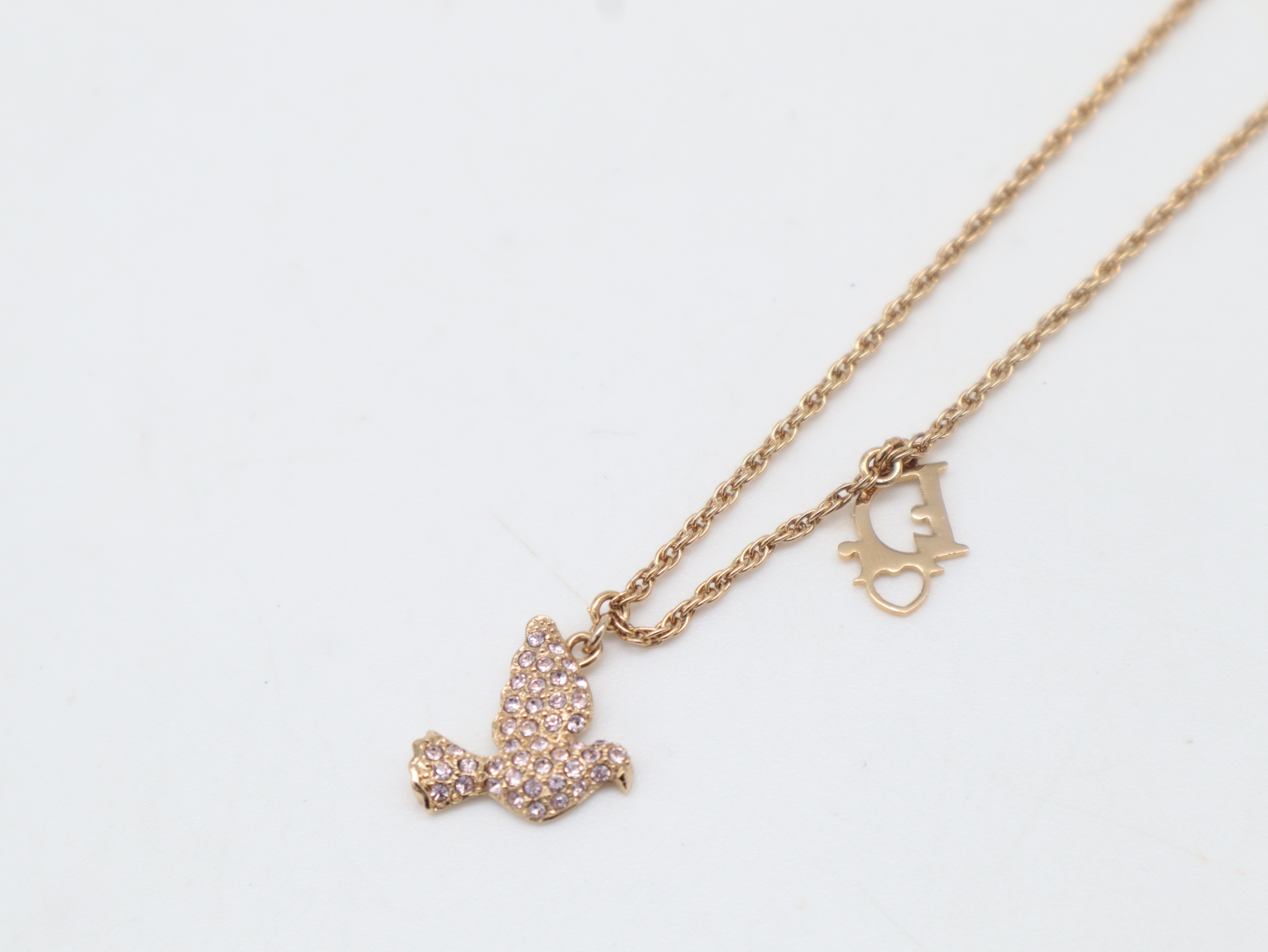 Bird Motif Necklace GP Rhinestone Necklace — view 5
