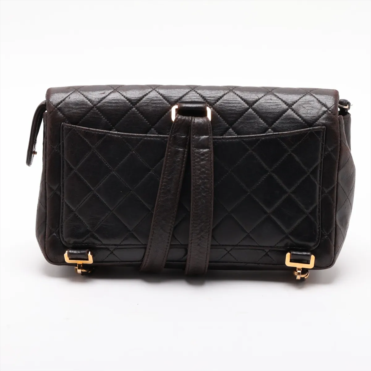 Matelassé Lambskin Chain Backpack, Black with Gold Hardware, 3961082, Series 3 — view 2