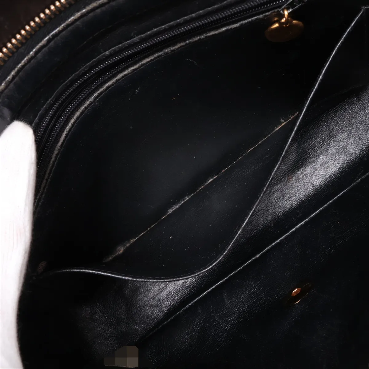 Matelassé Lambskin Chain Backpack, Black with Gold Hardware, 3961082, Series 3 — view 8